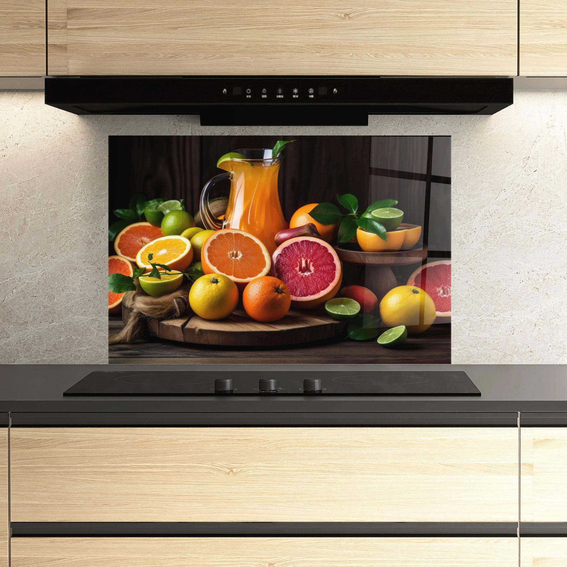 Konyhai üveg hátfal Glass Of Orange Juice mockup 3