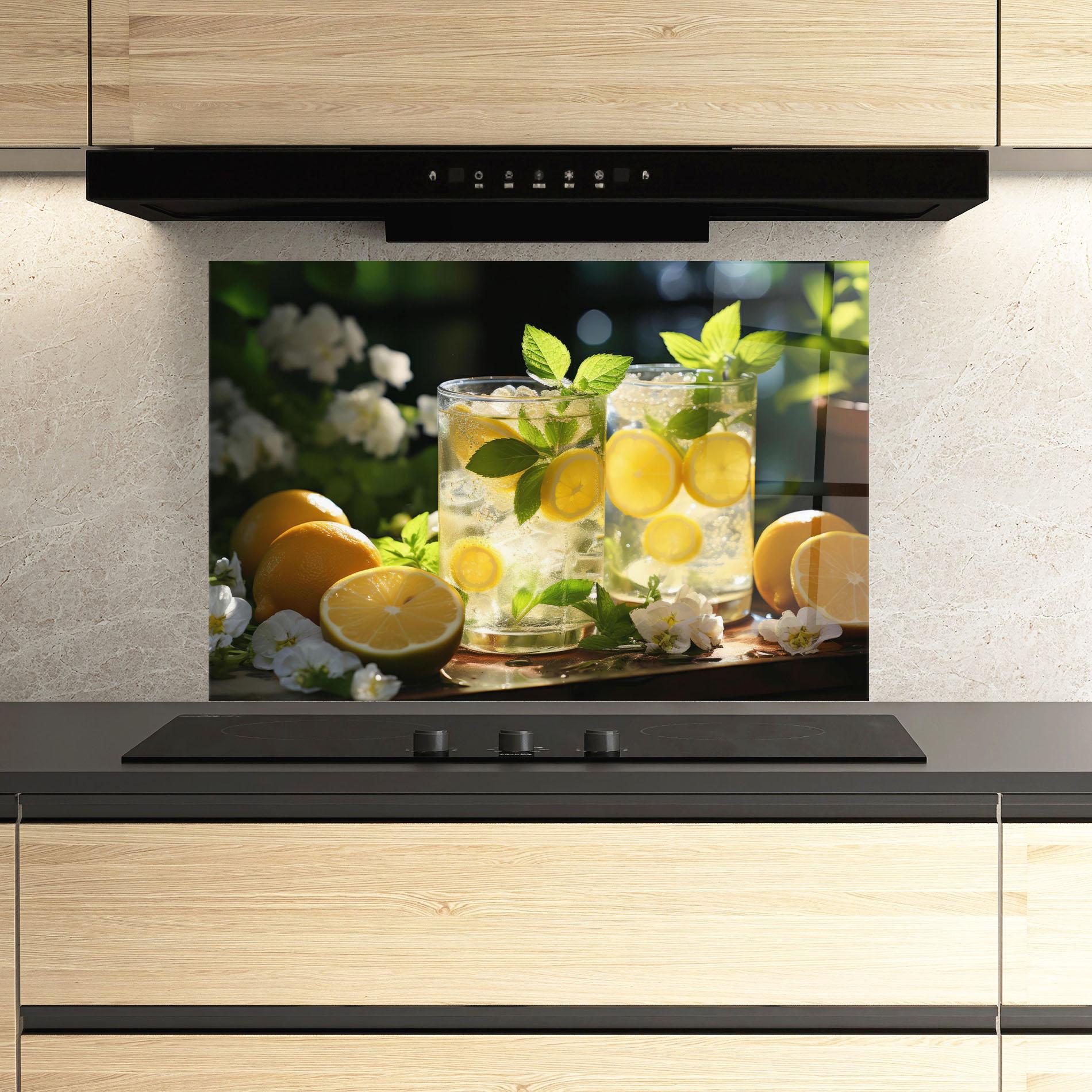 Konyhai üveg hátfal White Flowers Lemonade mockup 3