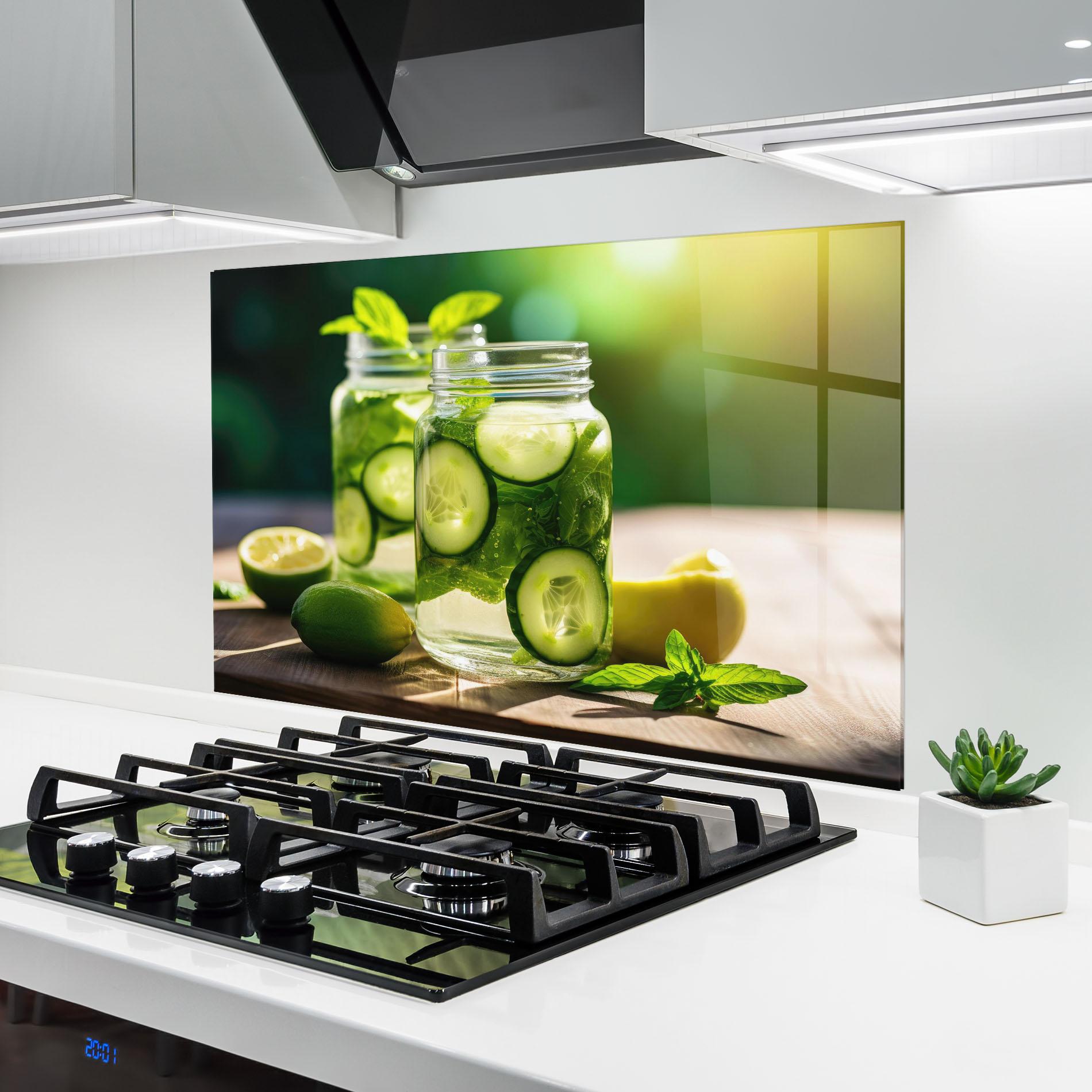 Konyhai üveg hátfal Cold Drink Cucumber mockup 6