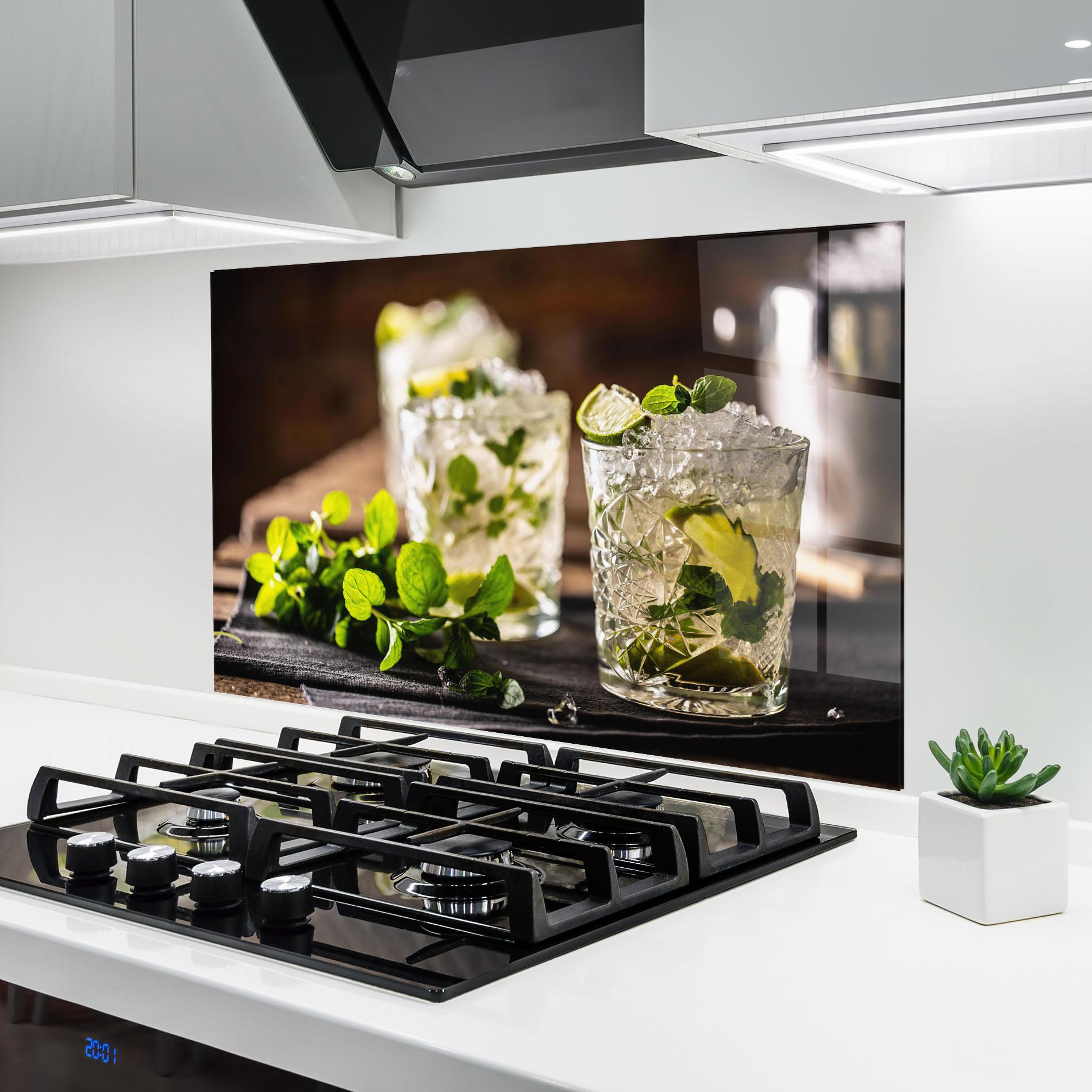 Konyhai üveg hátfal Fresh Mint Lime mockup 6