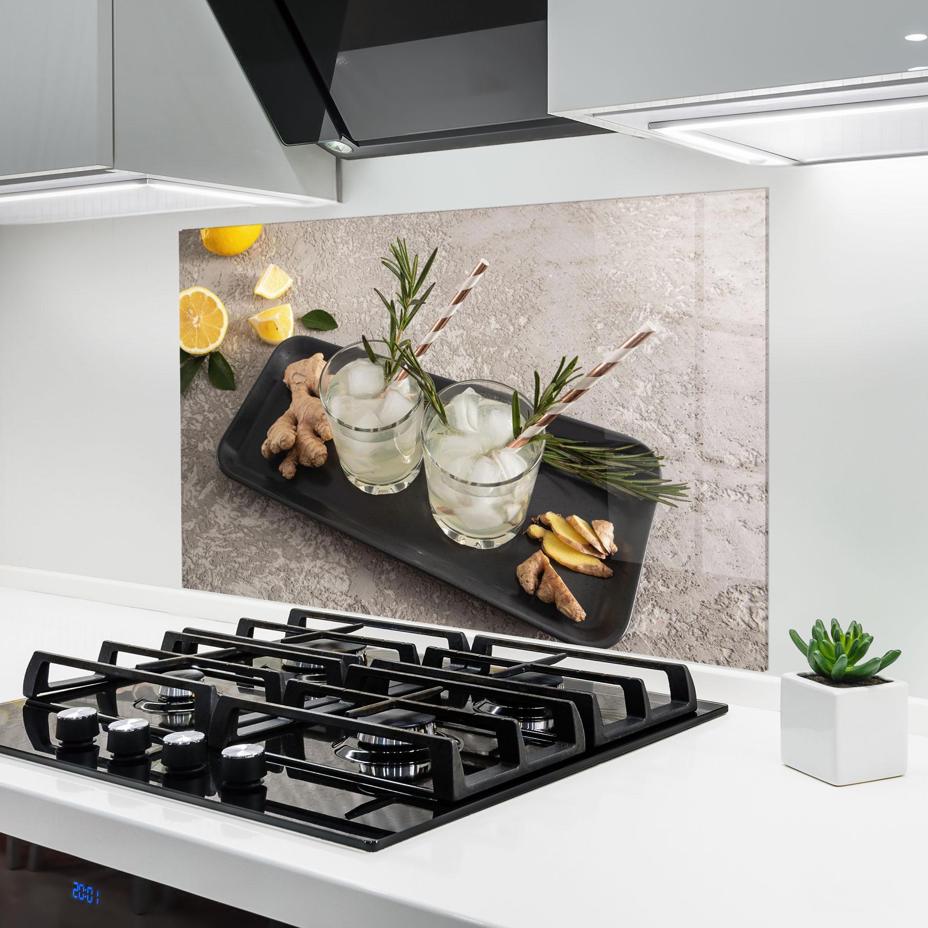 Konyhai üveg hátfal Ginger Lemonade Drink mockup 6