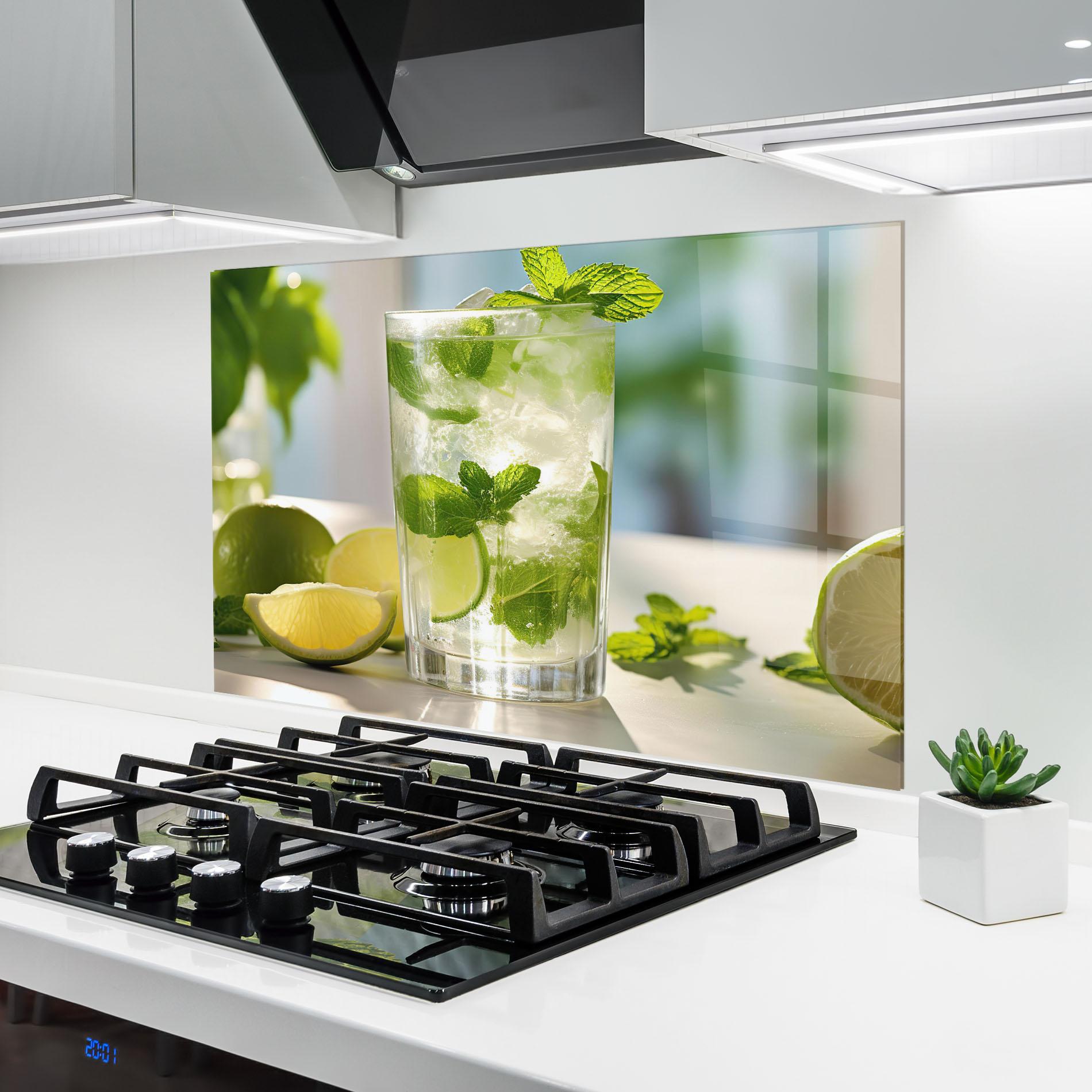 Konyhai üveg hátfal Lime Mint Glass mockup 6