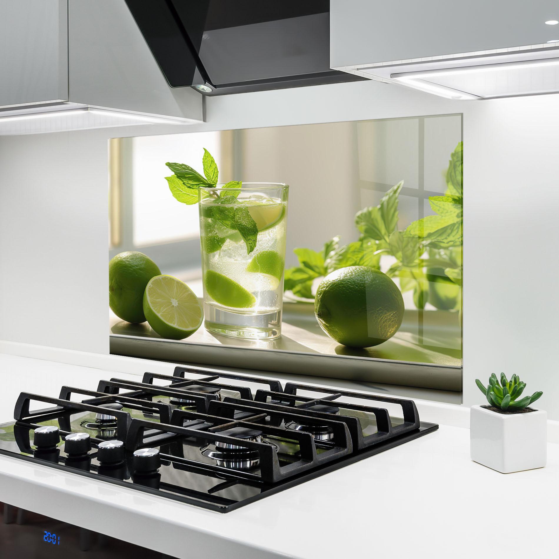 Konyhai üveg hátfal Mint Lime Glass mockup 6