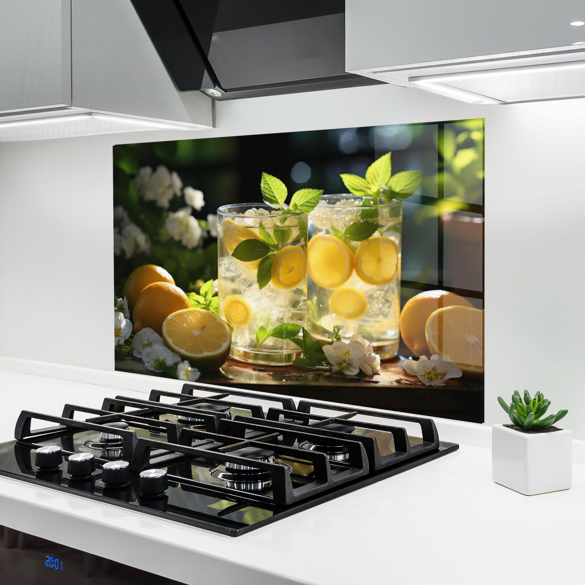 Konyhai üveg hátfal White Flowers Lemonade mockup 6