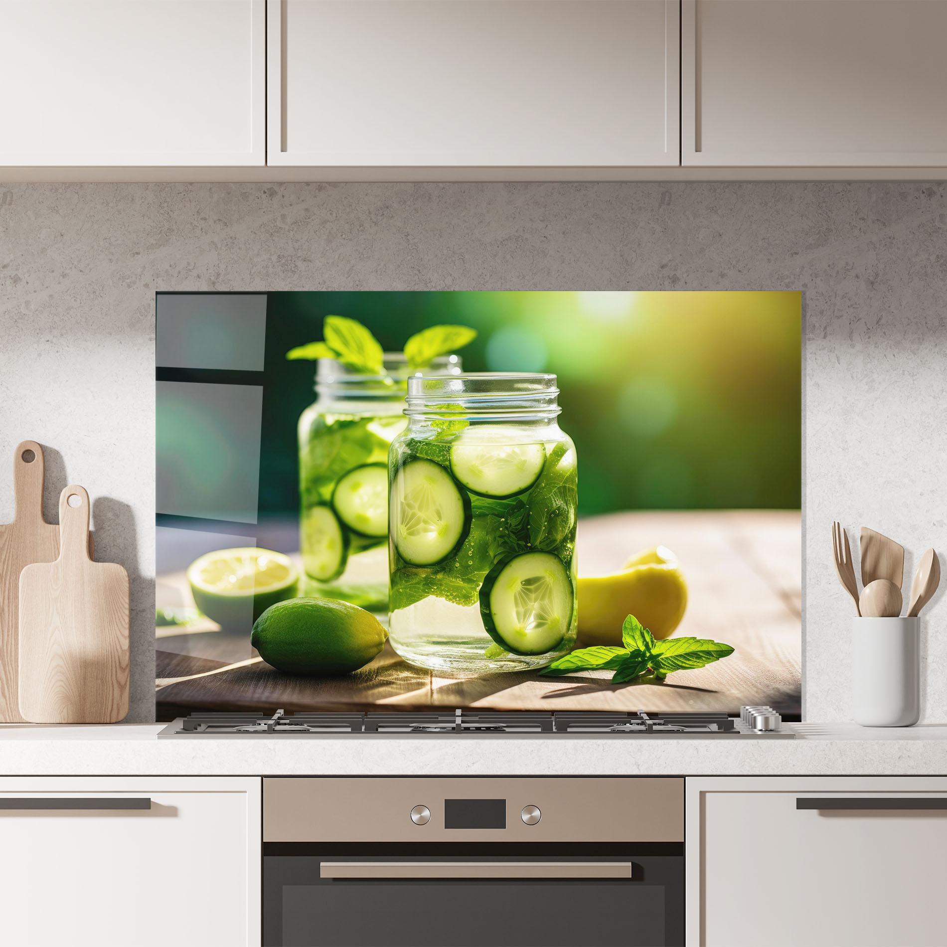 Konyhai üveg hátfal Cold Drink Cucumber mockup 7