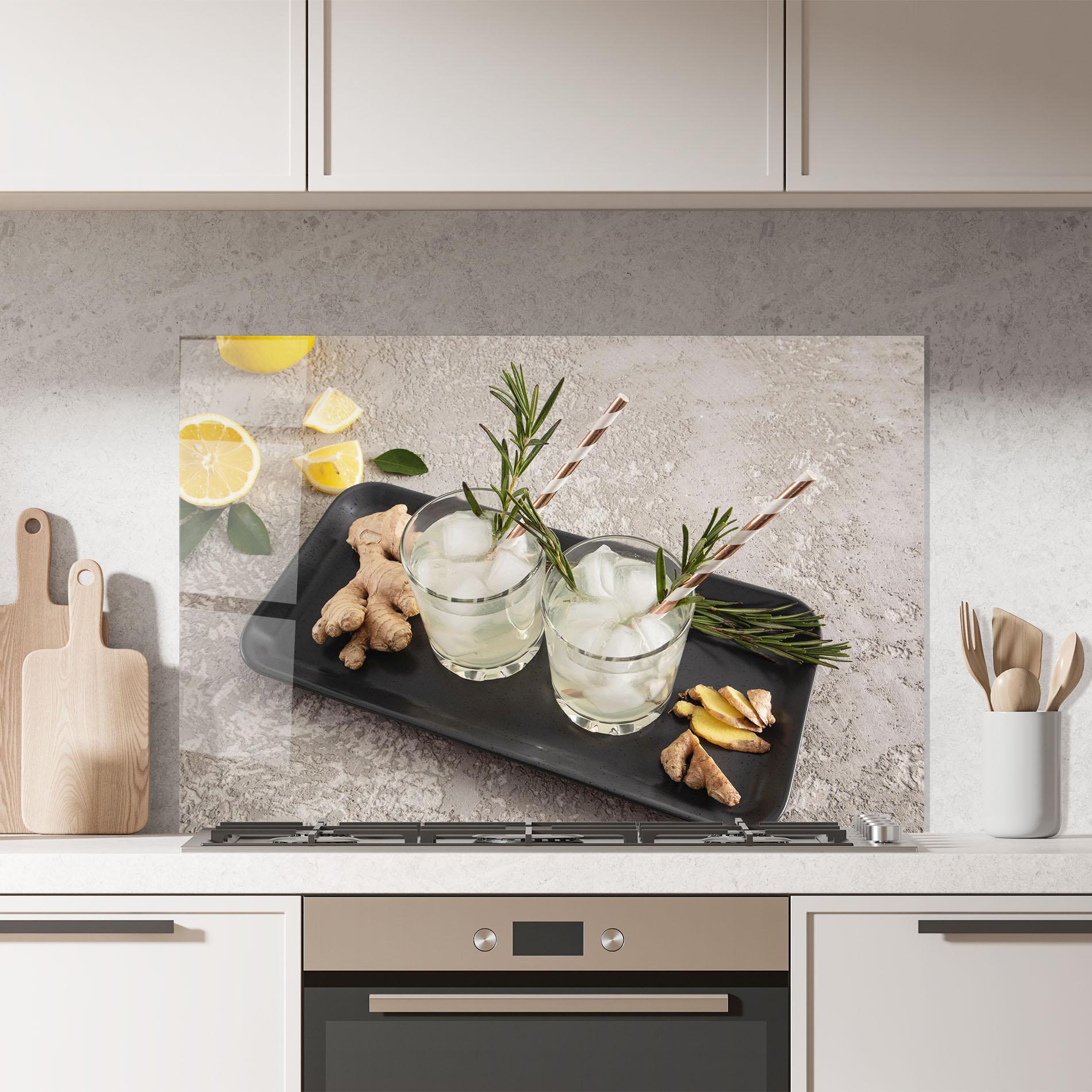 Konyhai üveg hátfal Ginger Lemonade Drink mockup 7