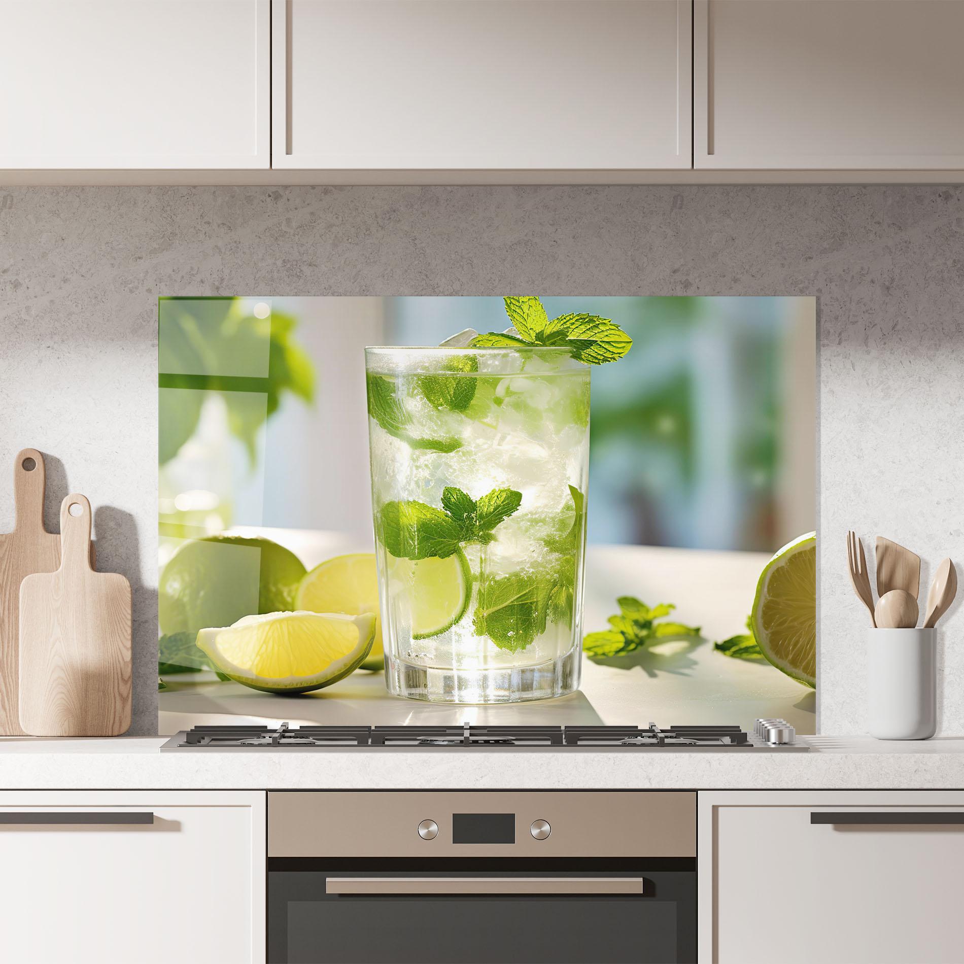 Konyhai üveg hátfal Lime Mint Glass mockup 7