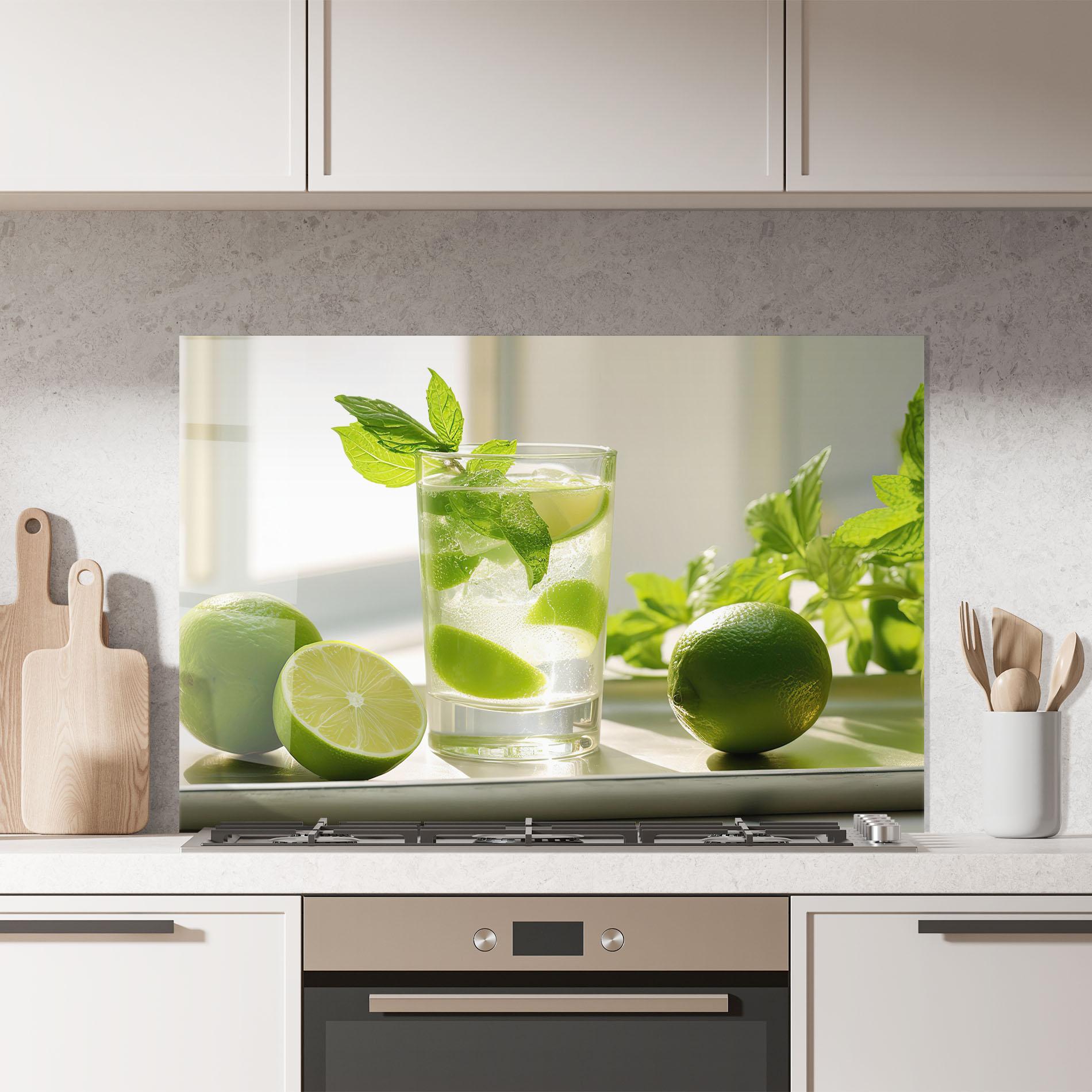 Konyhai üveg hátfal Mint Lime Glass mockup 7