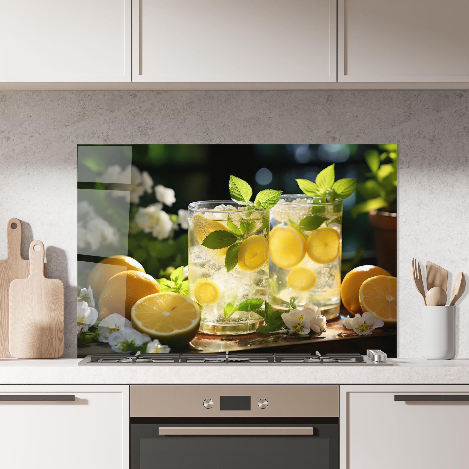 Konyhai üveg hátfal White Flowers Lemonade mockup 7