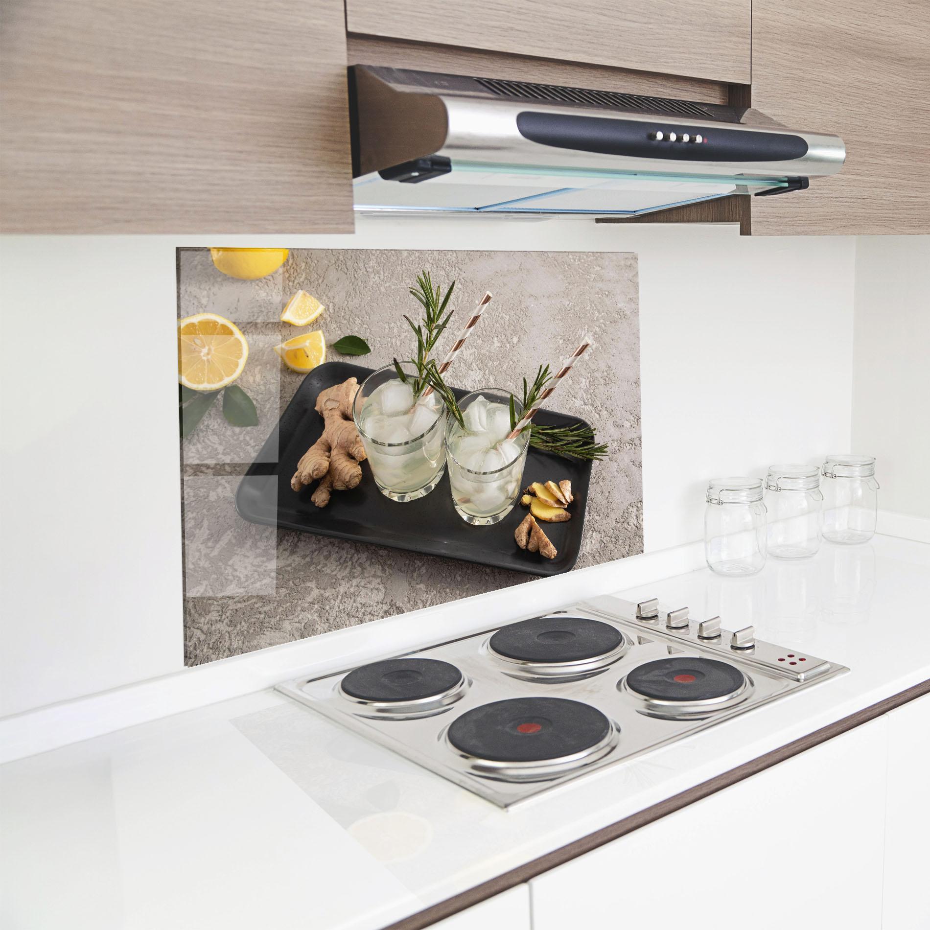 Konyhai üveg hátfal Ginger Lemonade Drink mockup 8