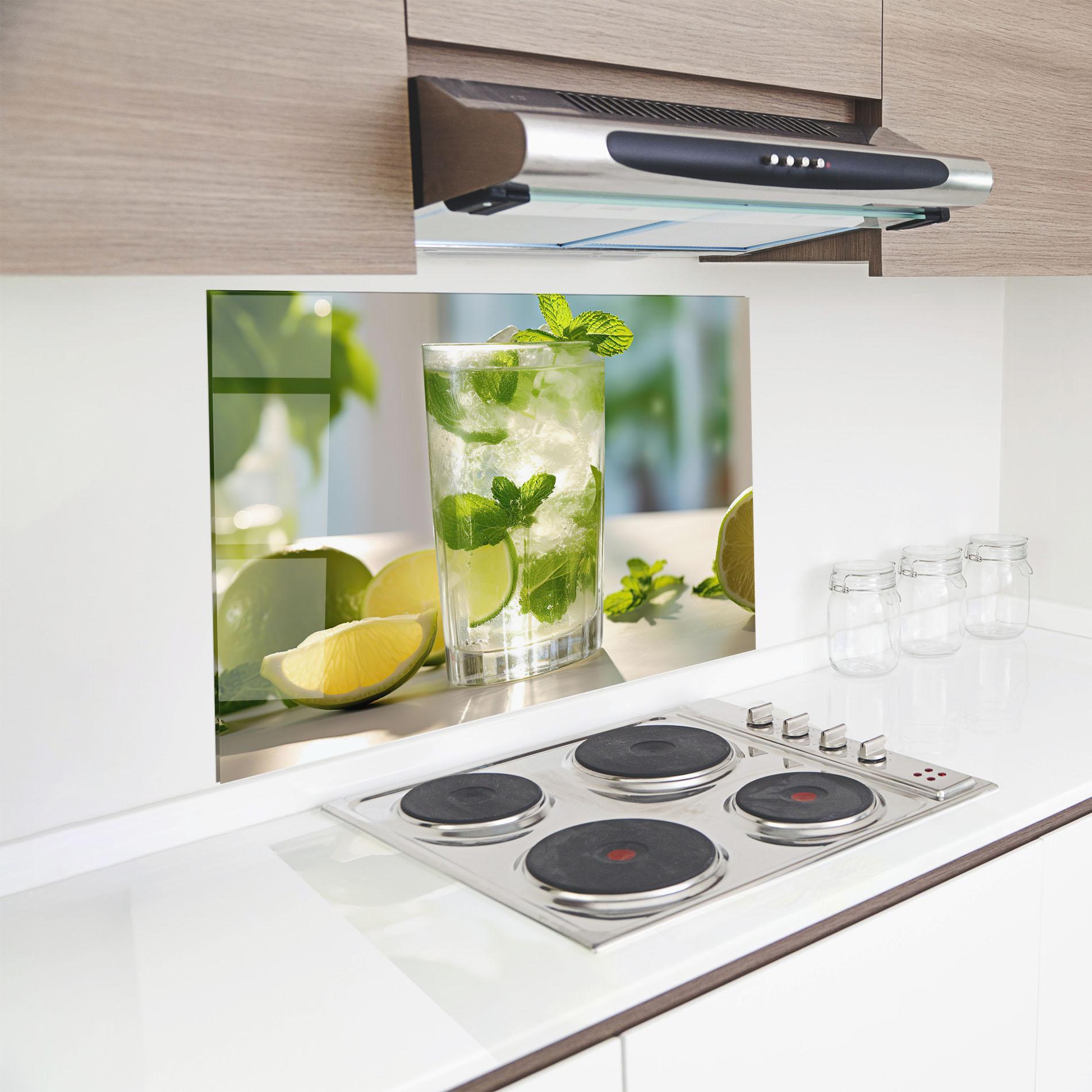 Konyhai üveg hátfal Lime Mint Glass mockup 8