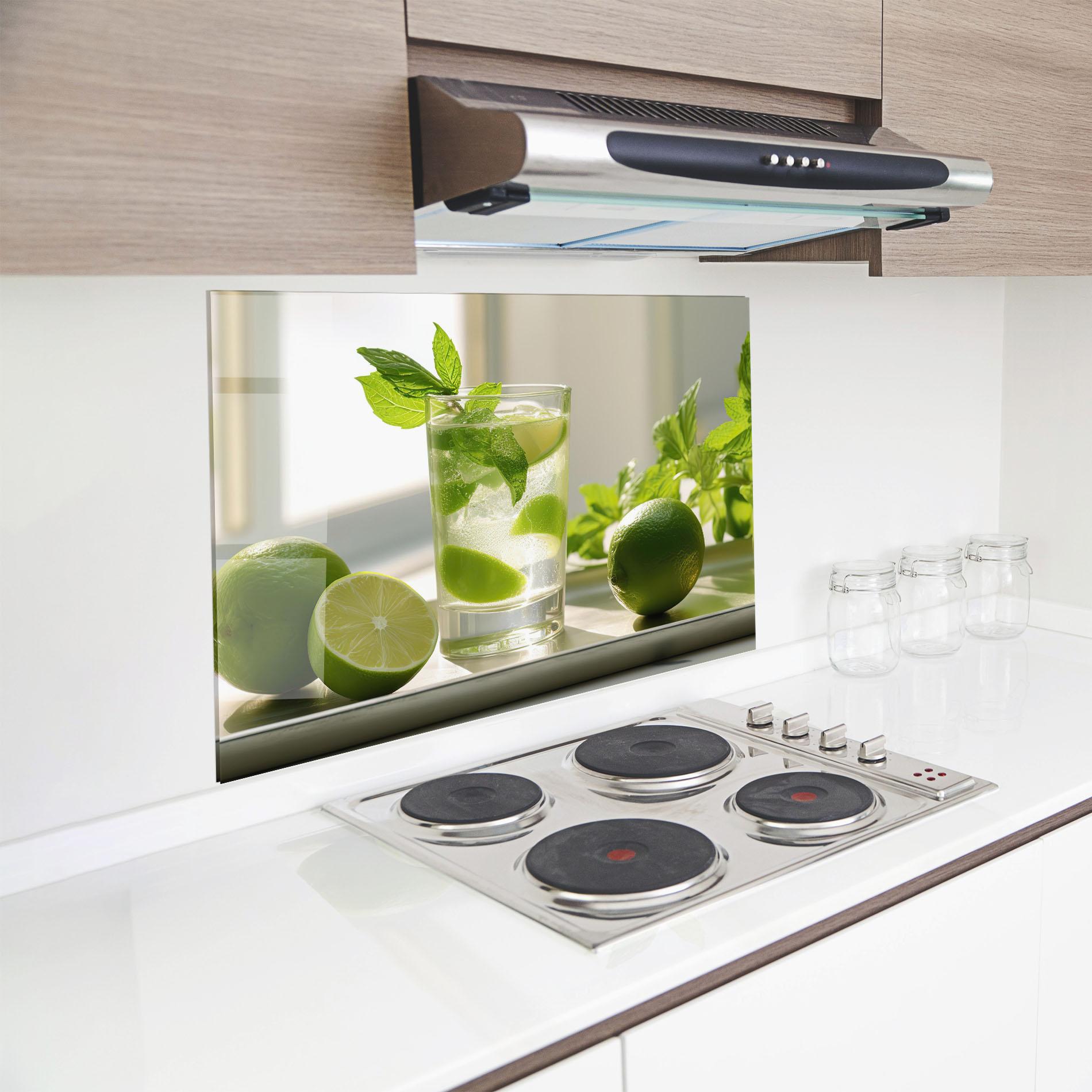 Konyhai üveg hátfal Mint Lime Glass mockup 8