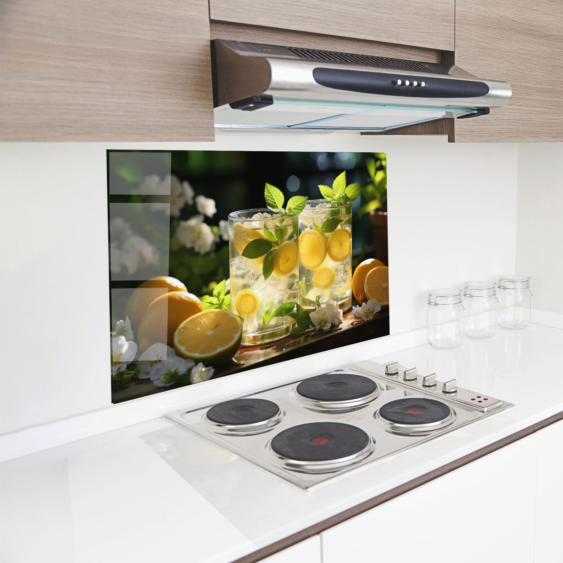 Konyhai üveg hátfal White Flowers Lemonade mockup 8