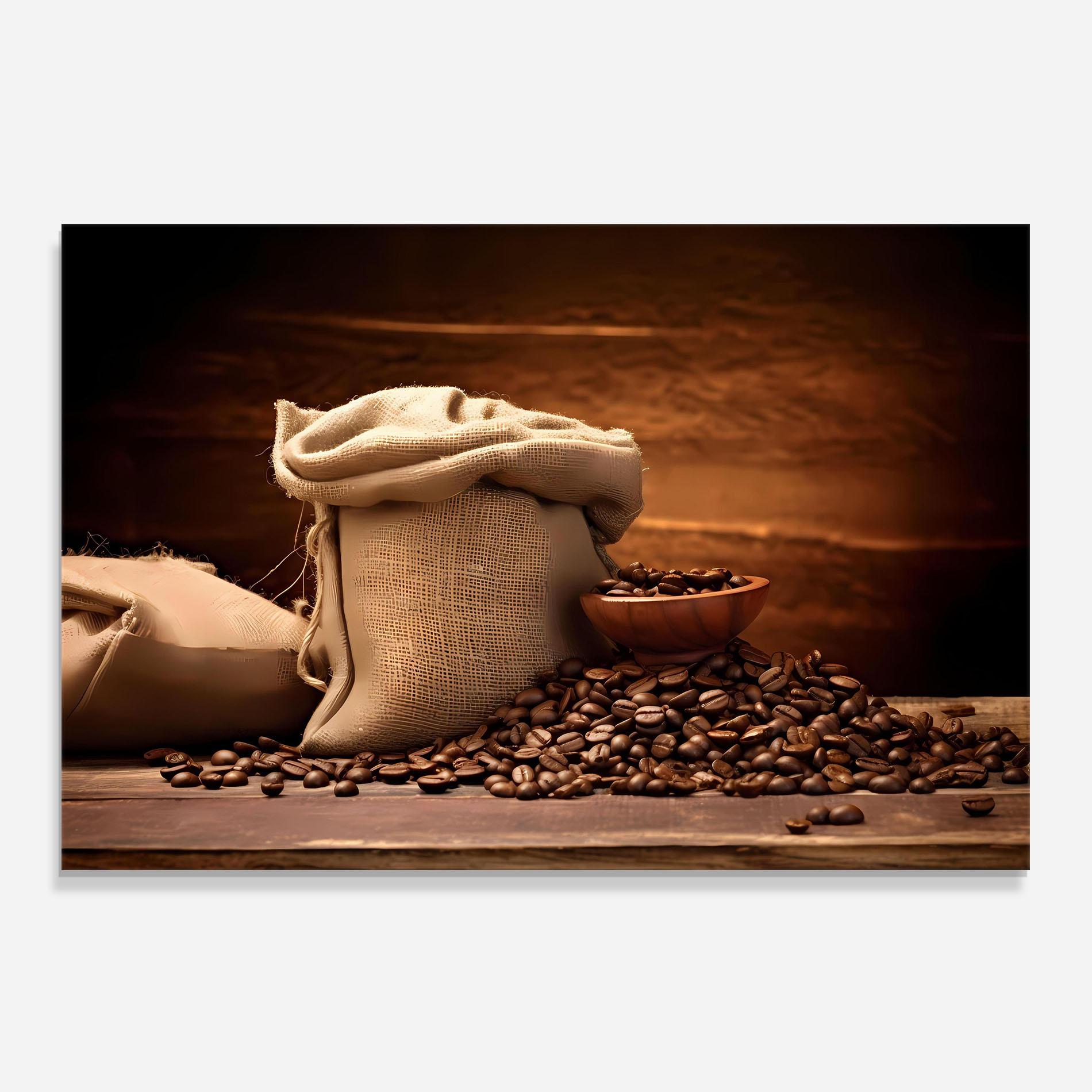 Konyhai üveg hátfal Big Bag Of Coffee Beans mockup 0