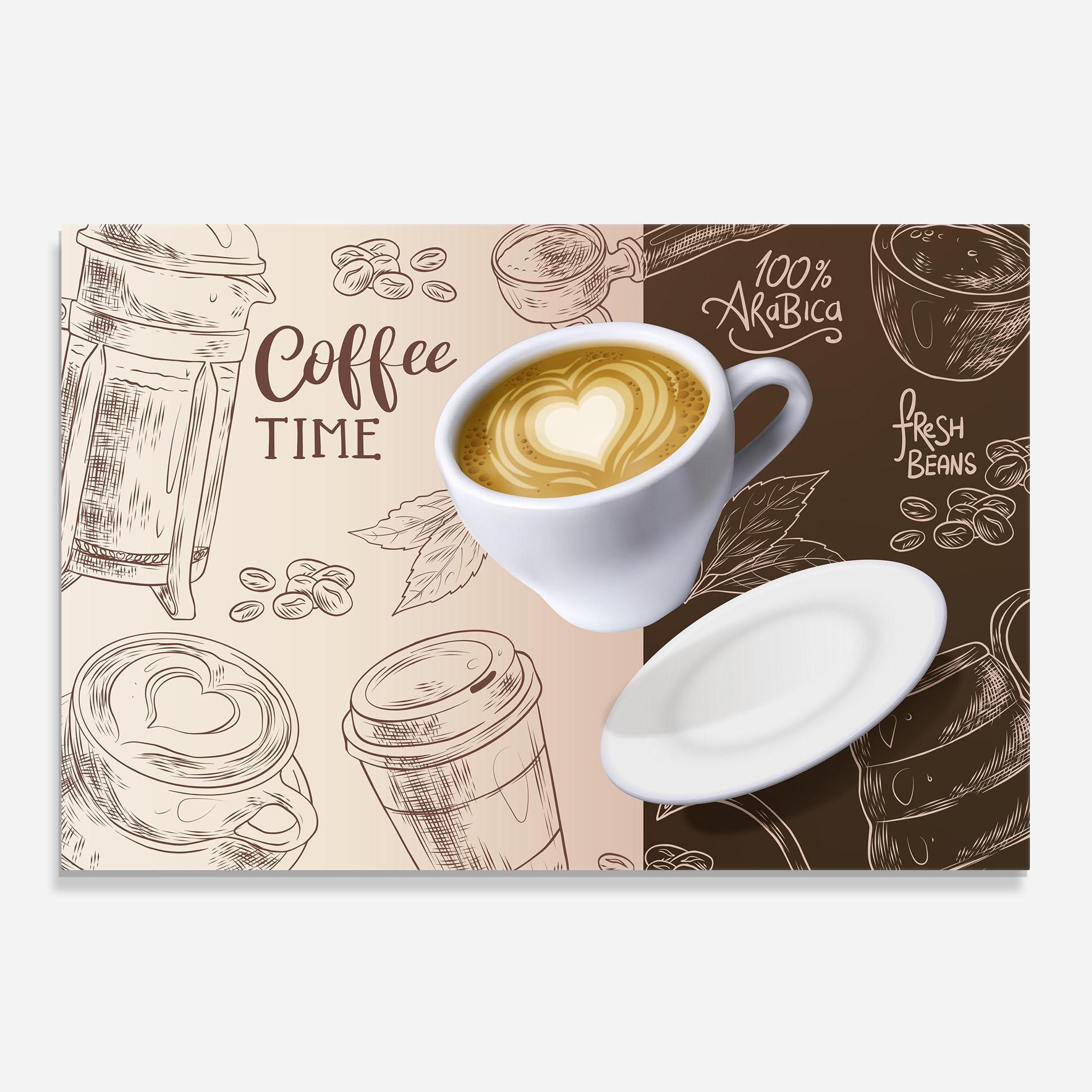 Konyhai üveg hátfal Coffee Time mockup 0