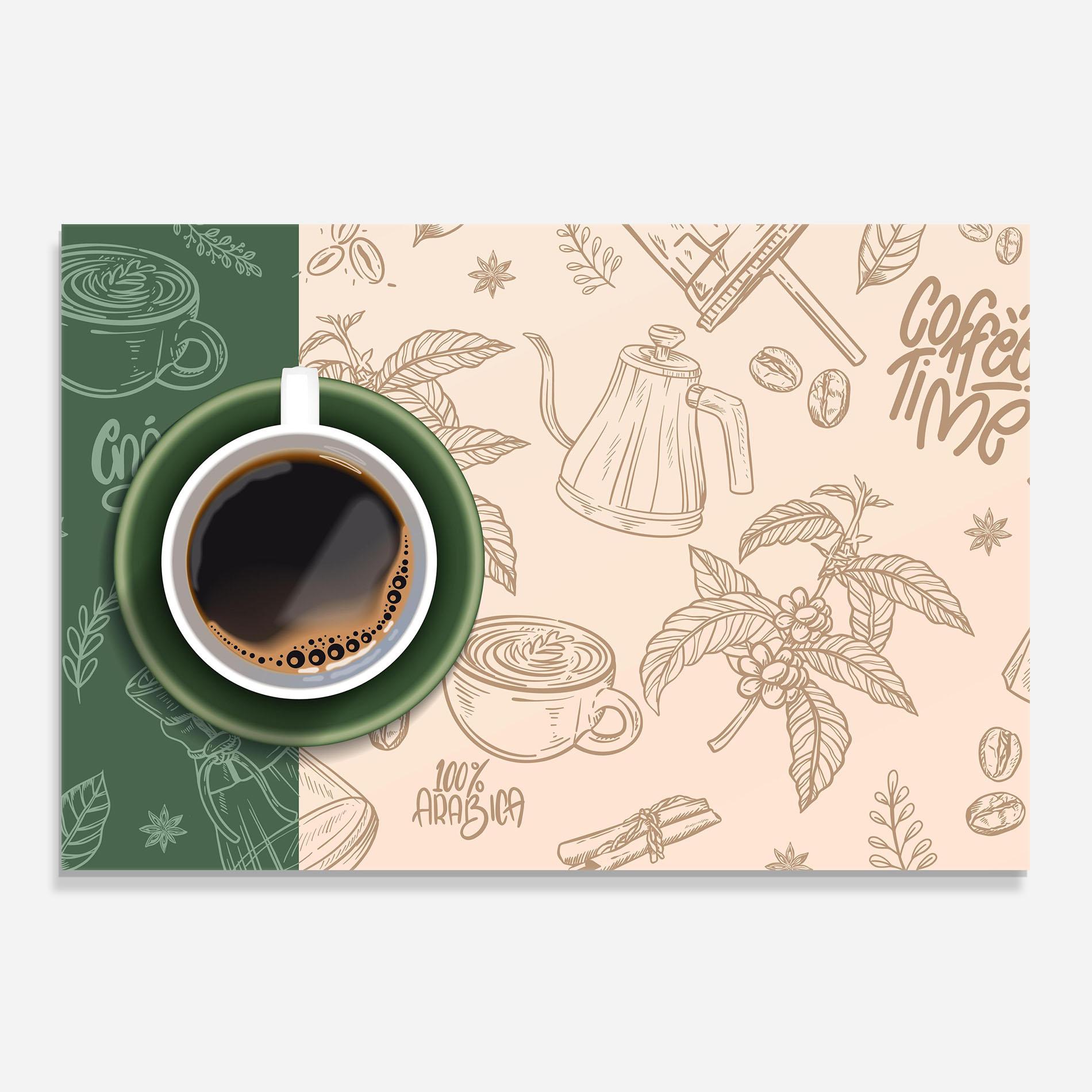 Konyhai üveg hátfal Green Cup Coffee mockup 0