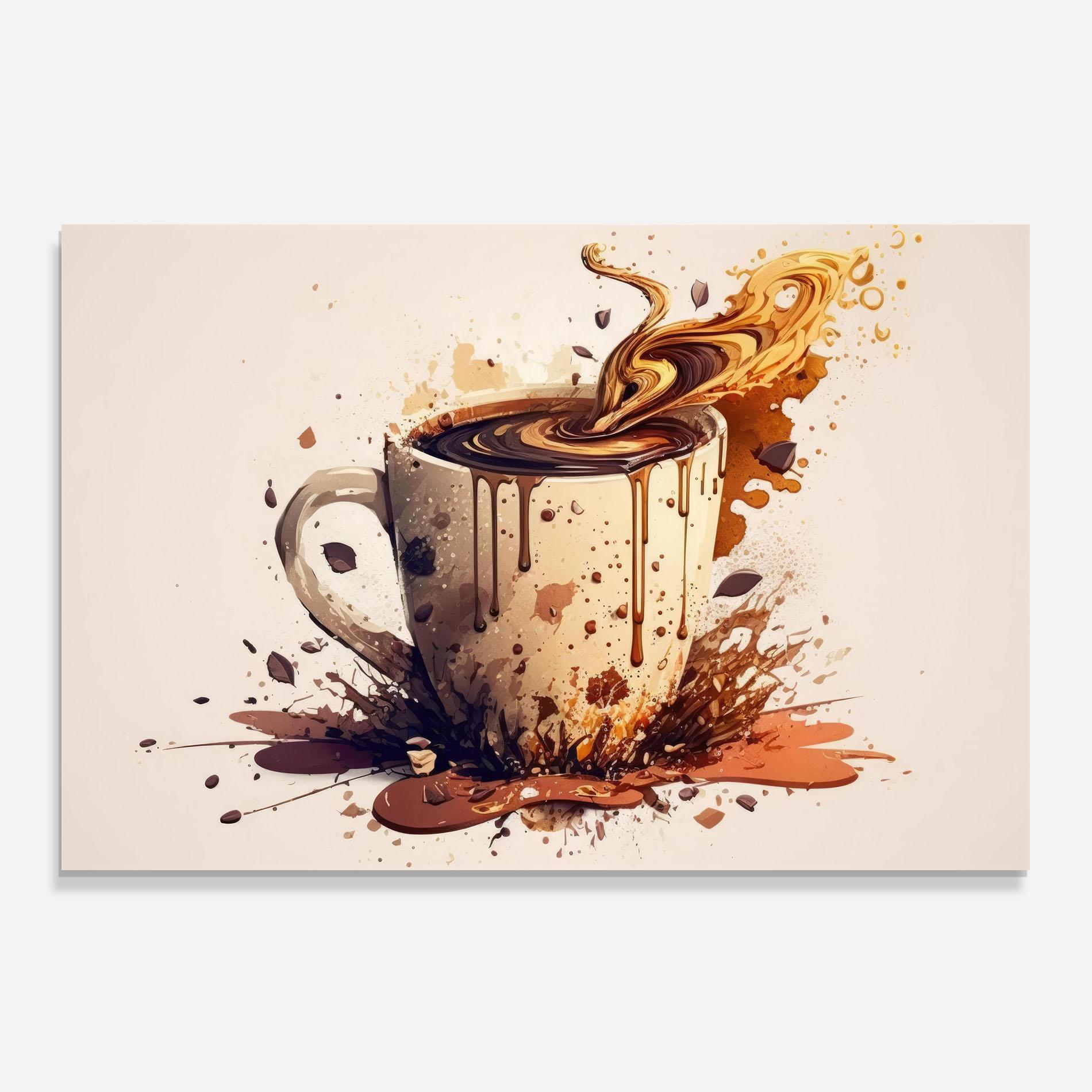 Konyhai üveg hátfal Watercolor Cappuccino mockup 0