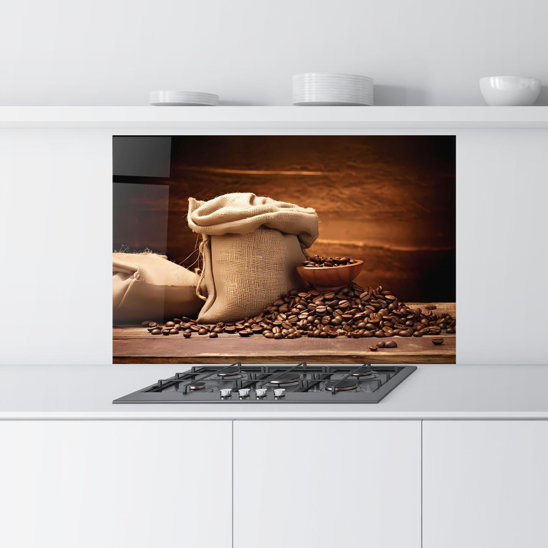 Konyhai üveg hátfal Big Bag Of Coffee Beans mockup 9