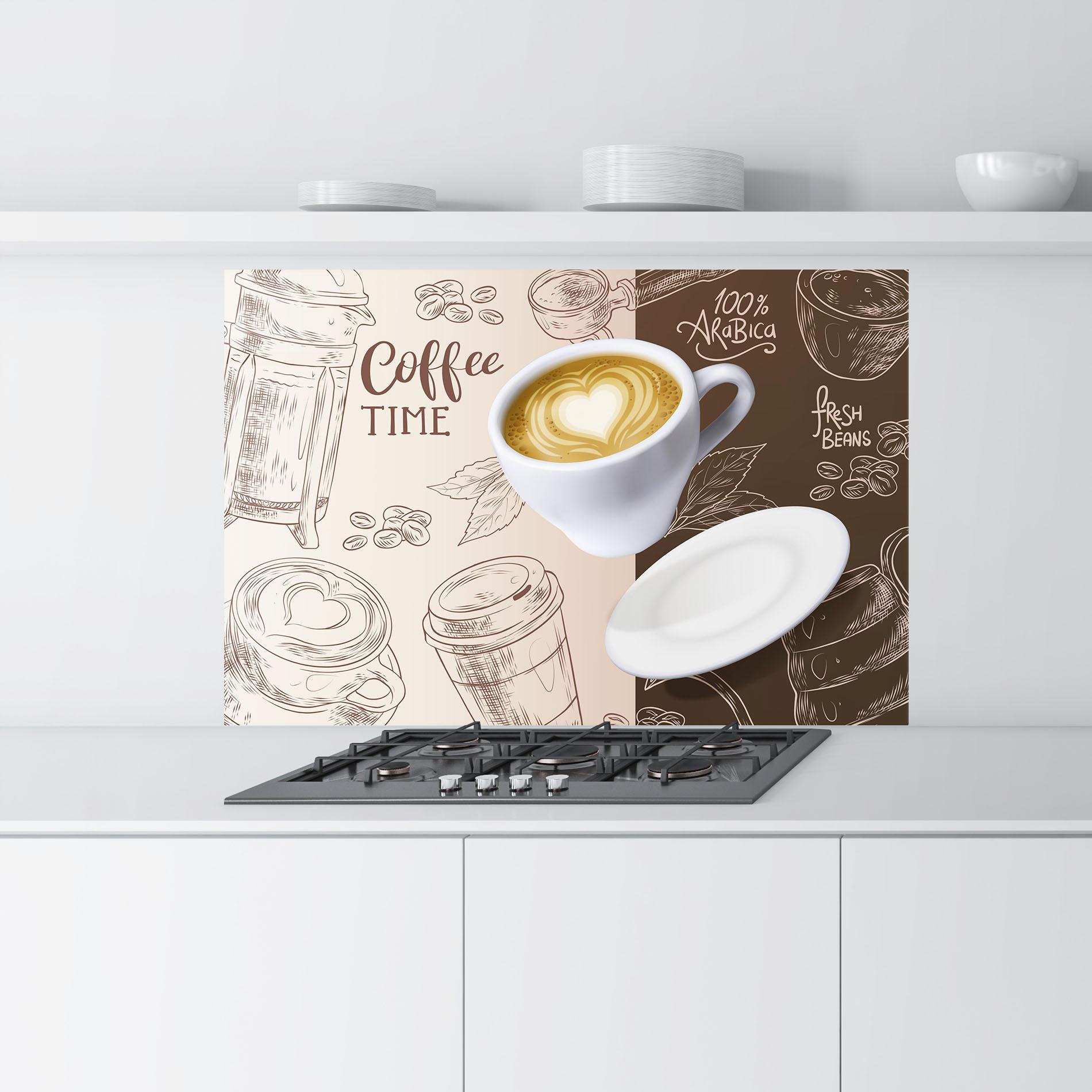 Konyhai üveg hátfal Coffee Time mockup 9