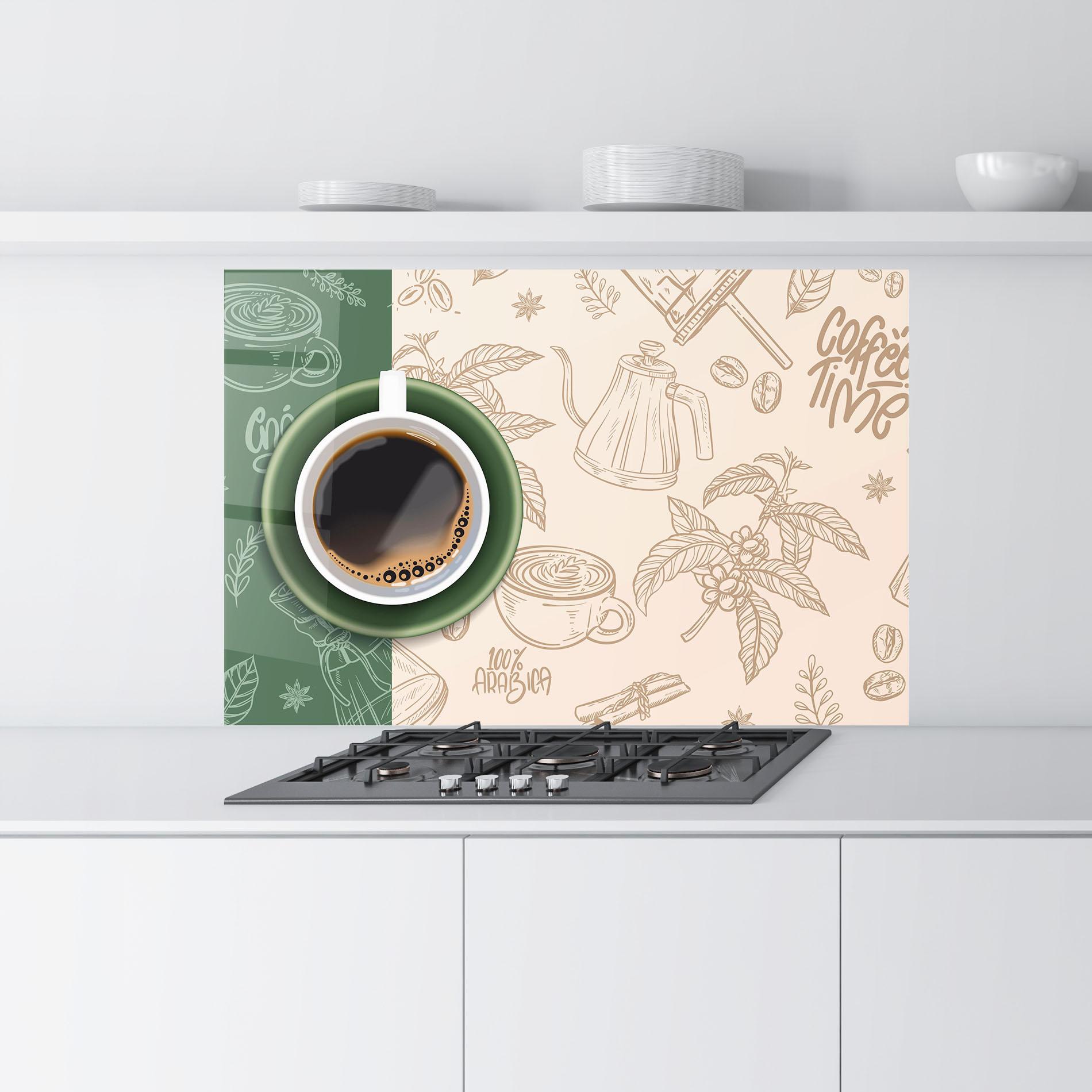Konyhai üveg hátfal Green Cup Coffee mockup 9
