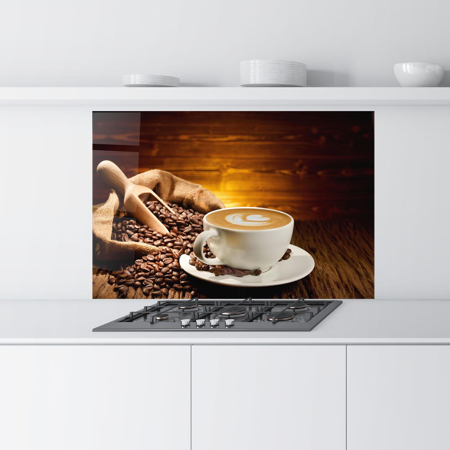 Konyhai üveg hátfal Latte Coffee mockup 9