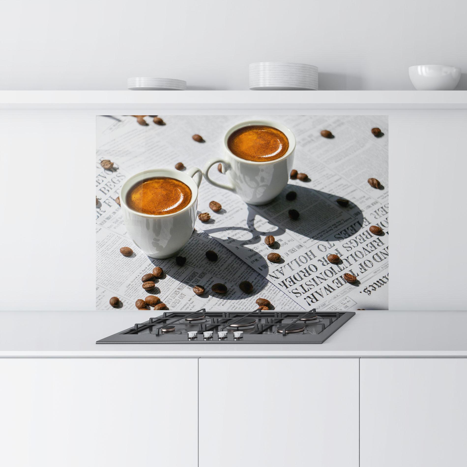 Konyhai üveg hátfal Newspaper Coffee mockup 9