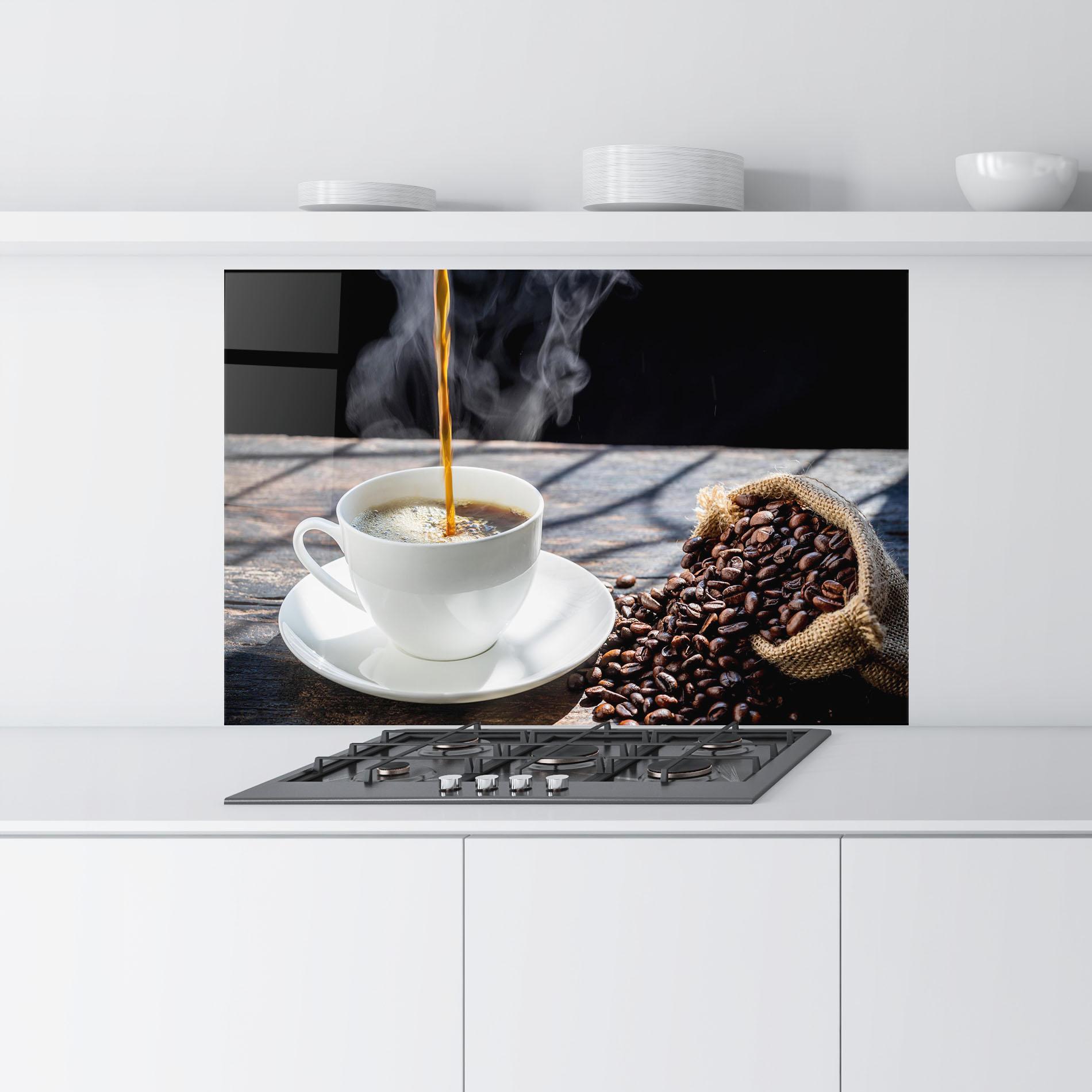 Konyhai üveg hátfal Pouring Coffee mockup 9