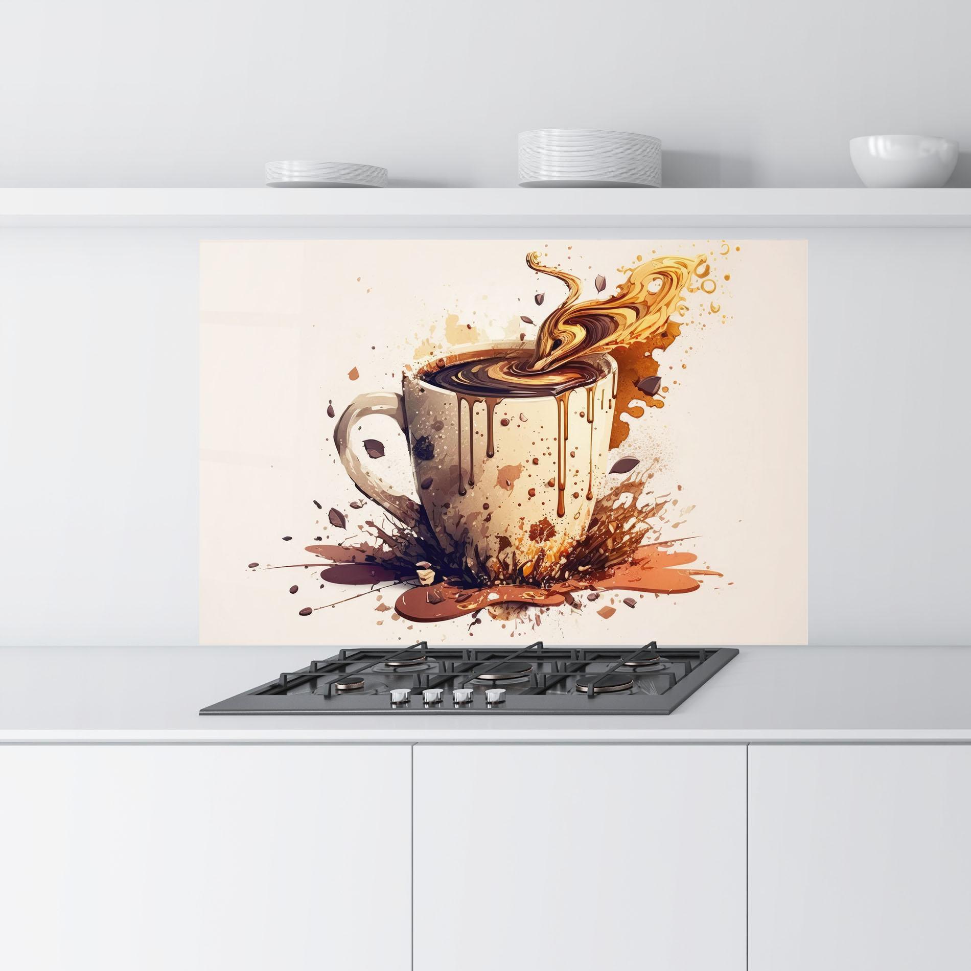 Konyhai üveg hátfal Watercolor Cappuccino mockup 9