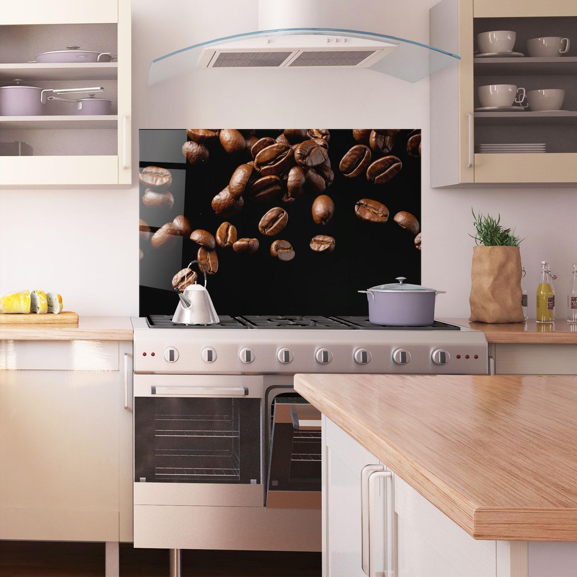 Konyhai üveg hátfal Coffee Beans Floating mockup 1