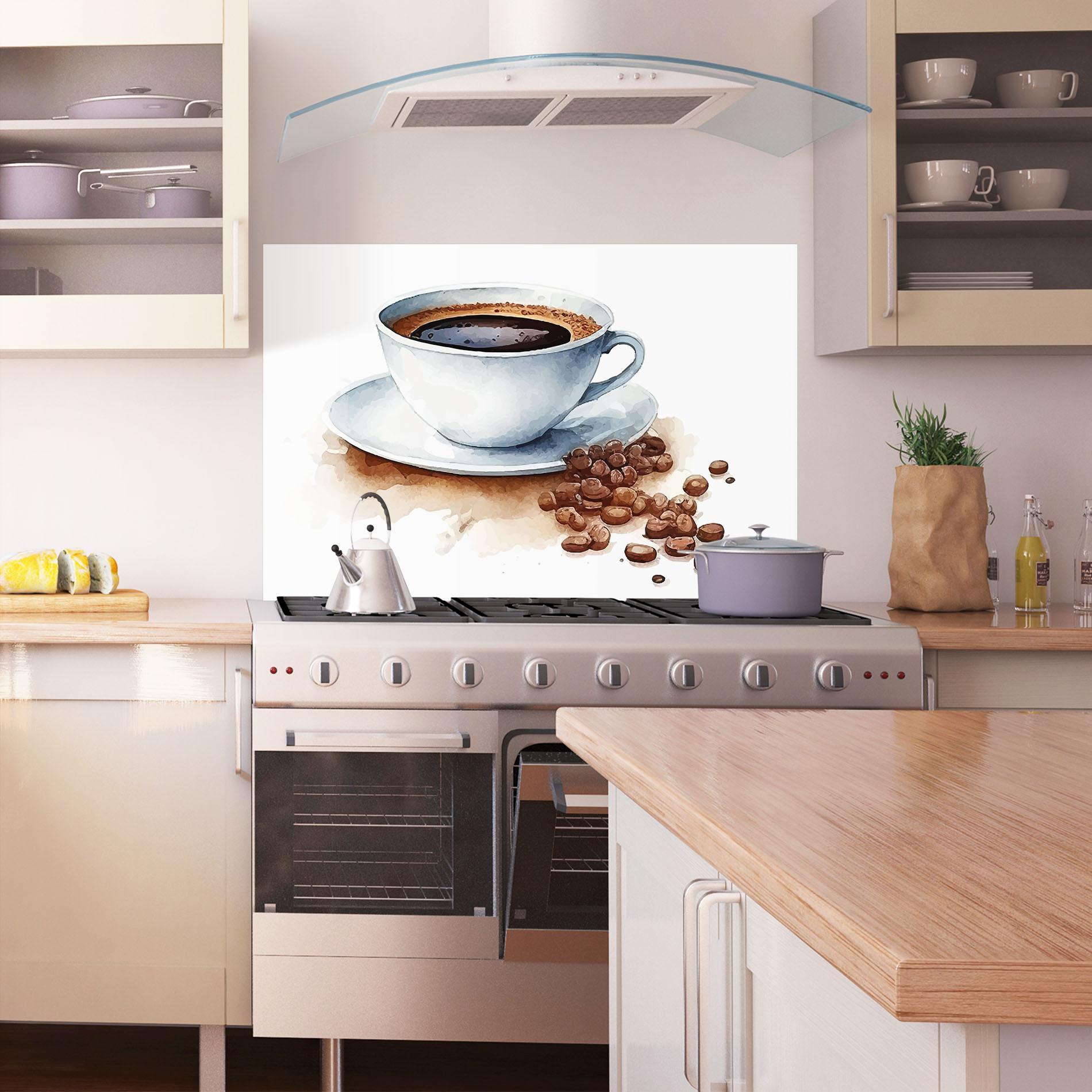 Konyhai üveg hátfal Coffee Watercolor mockup 1