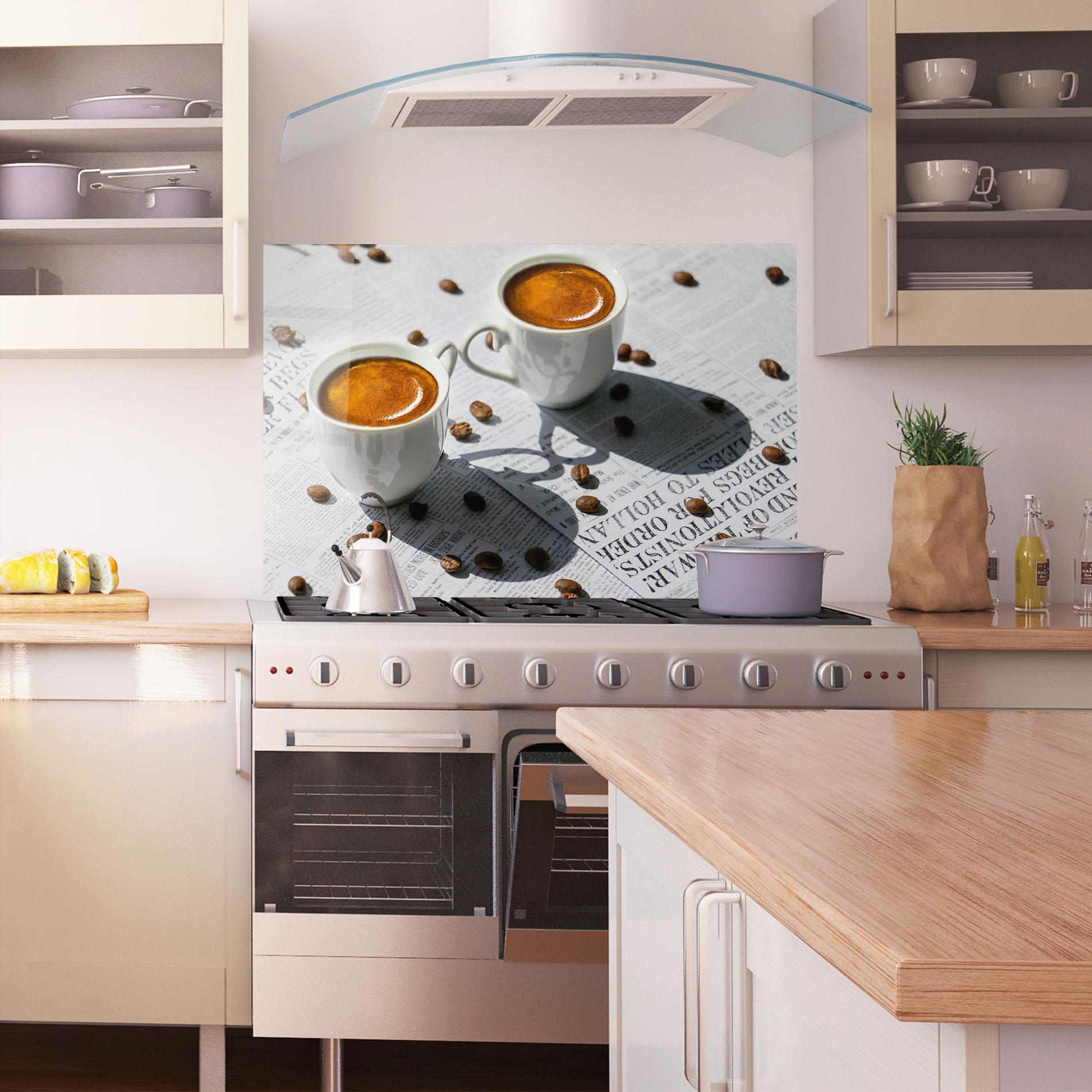 Konyhai üveg hátfal Newspaper Coffee mockup 1