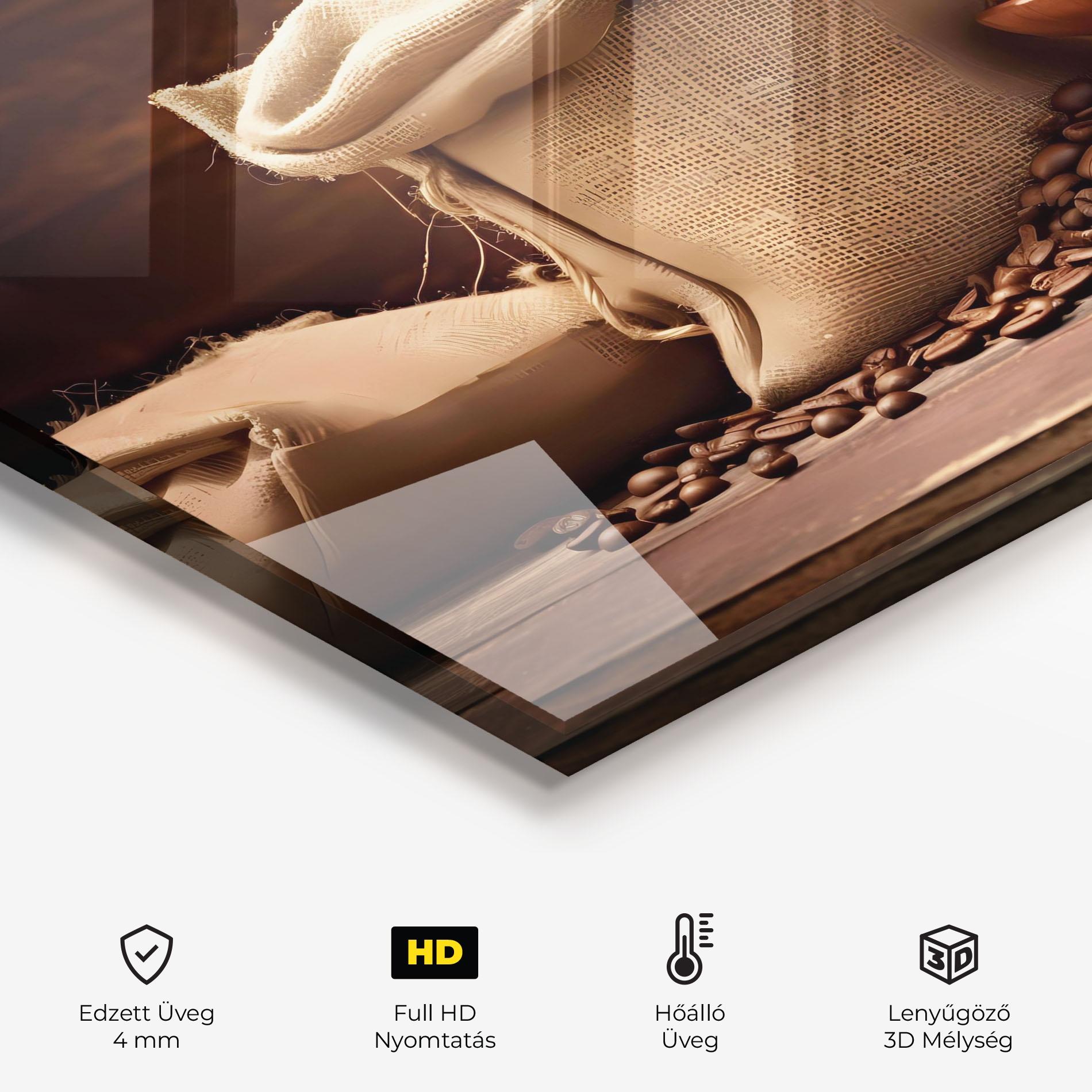 Konyhai üveg hátfal Big Bag Of Coffee Beans mockup 2