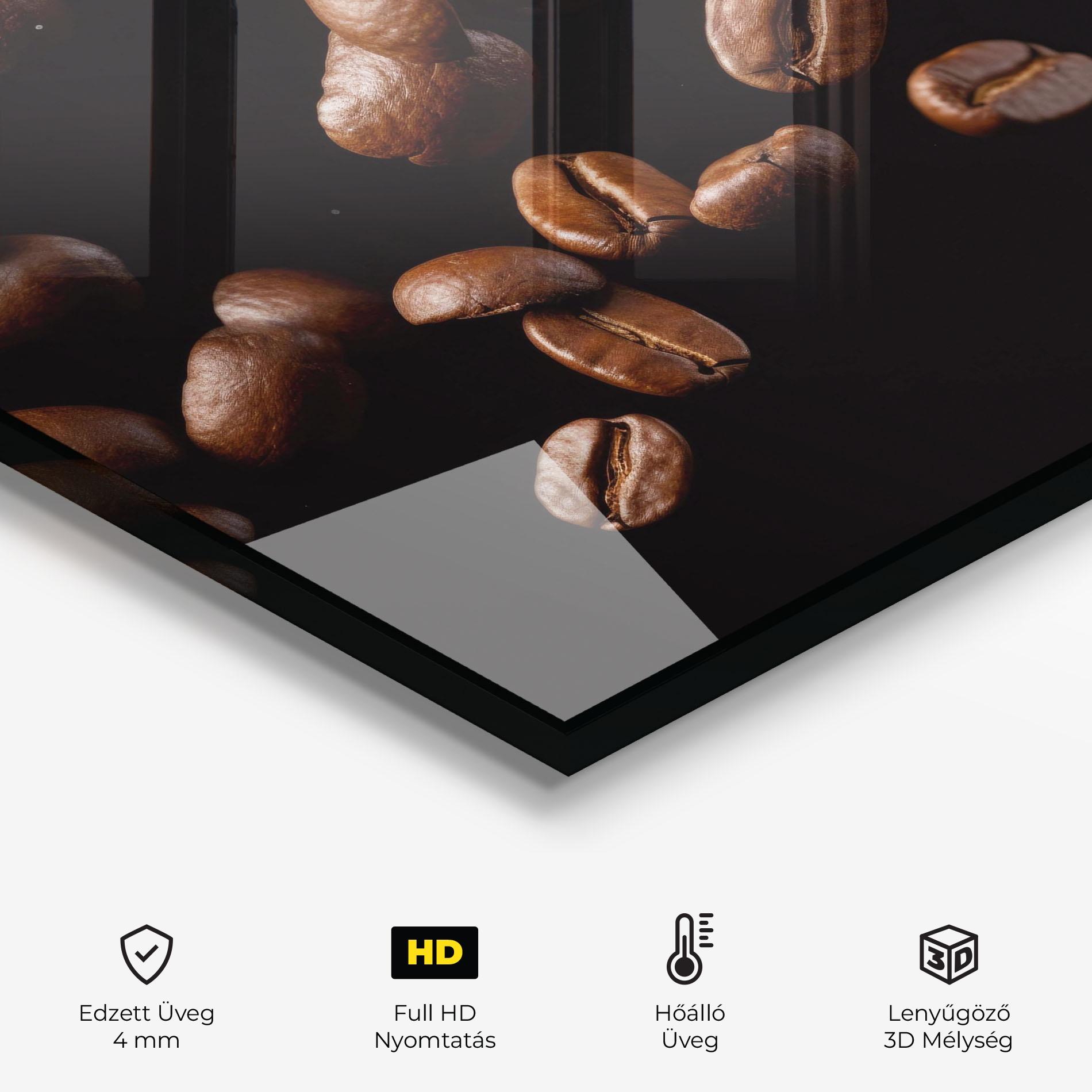 Konyhai üveg hátfal Coffee Beans Floating mockup 2