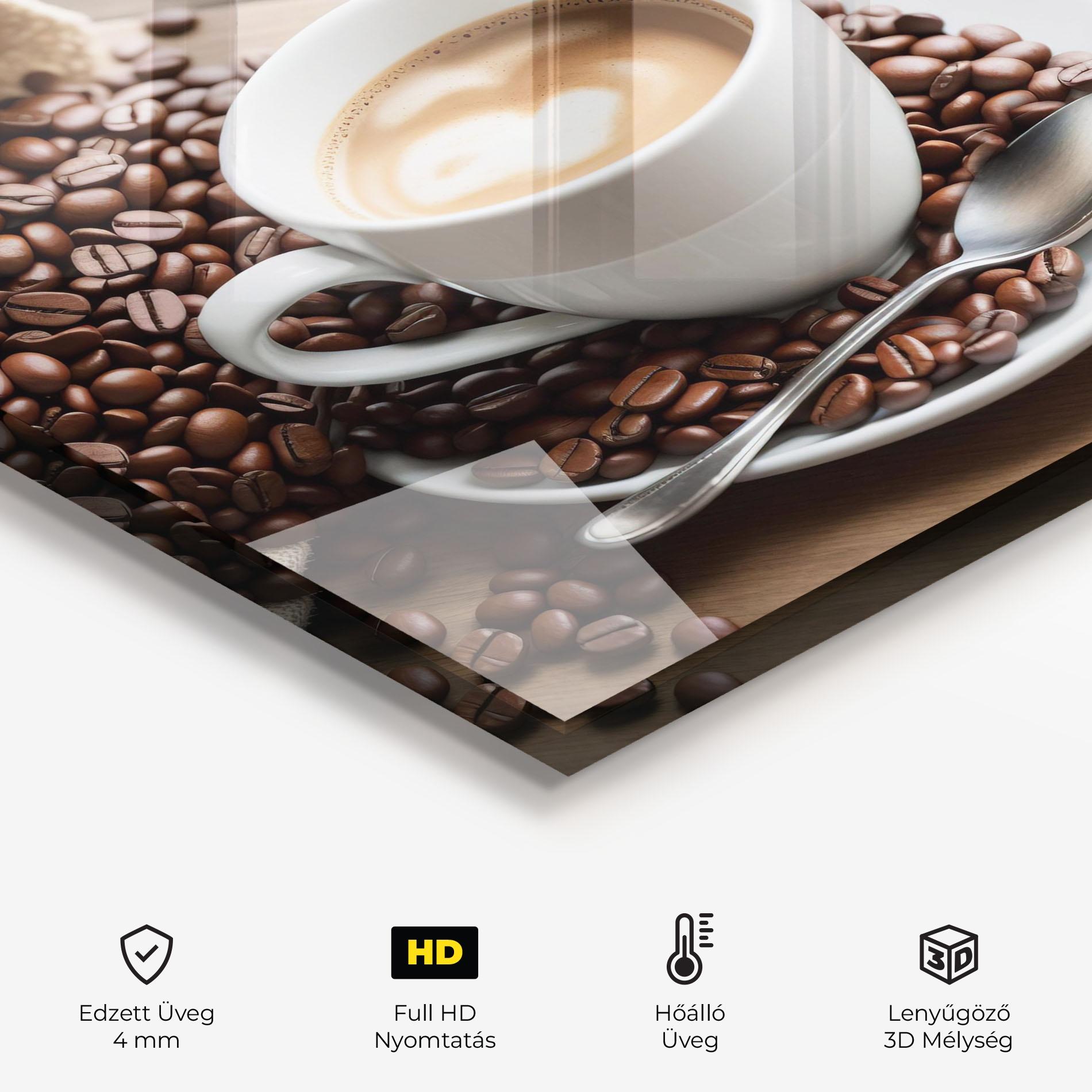 Konyhai üveg hátfal Coffee On Table mockup 2