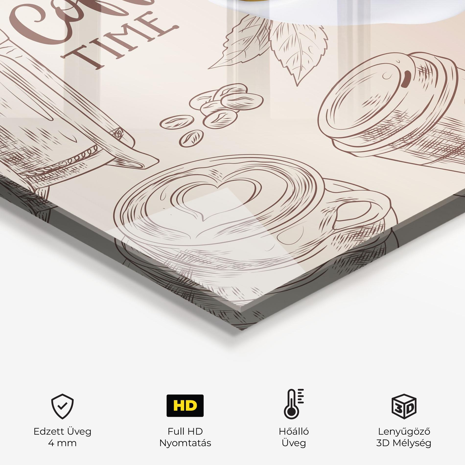 Konyhai üveg hátfal Coffee Time mockup 2
