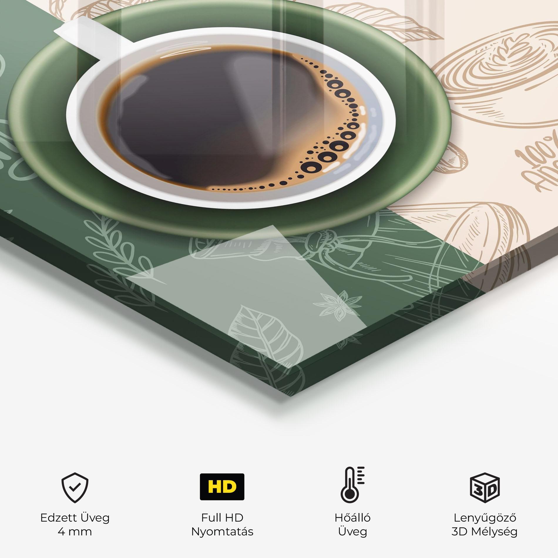 Konyhai üveg hátfal Green Cup Coffee mockup 2