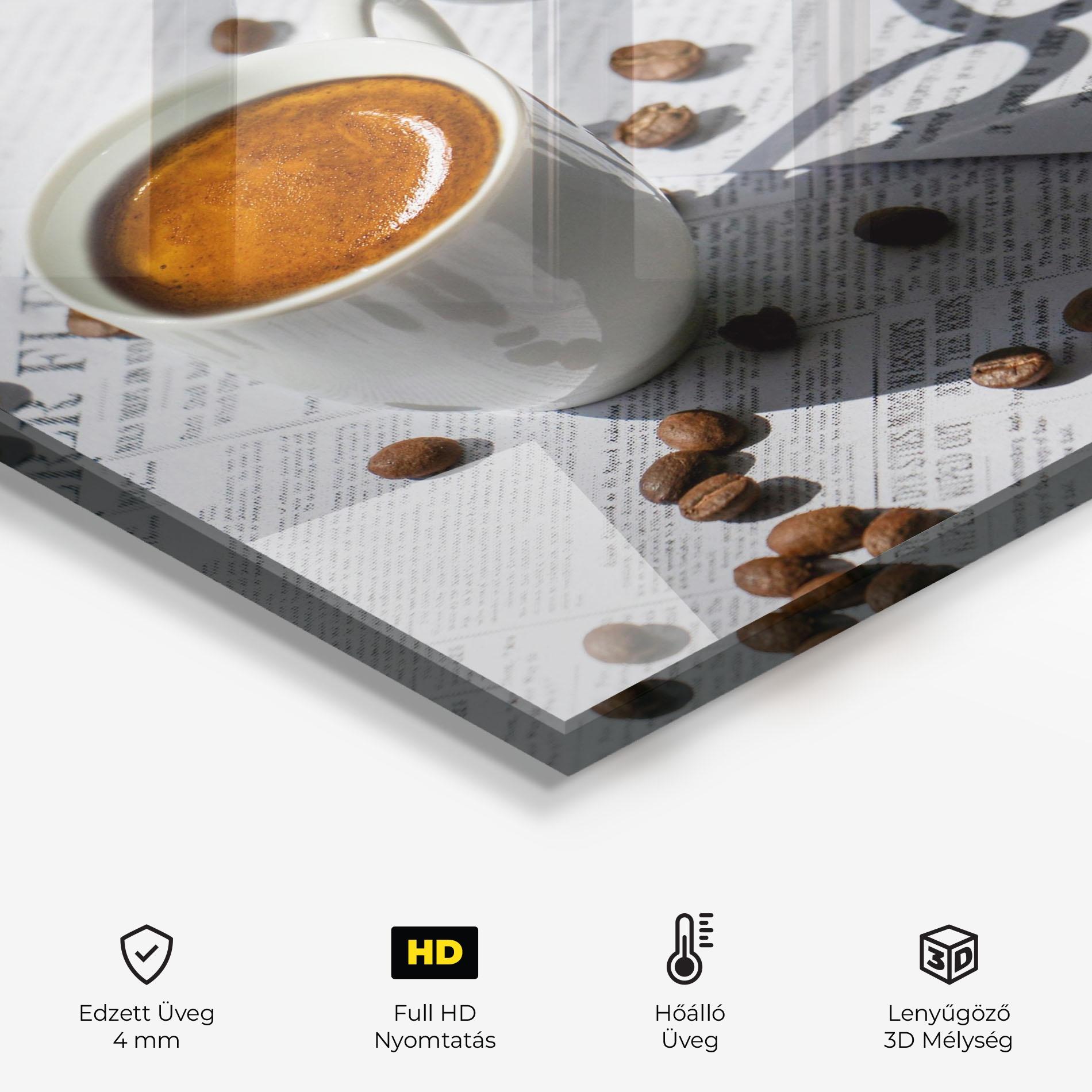 Konyhai üveg hátfal Newspaper Coffee mockup 2