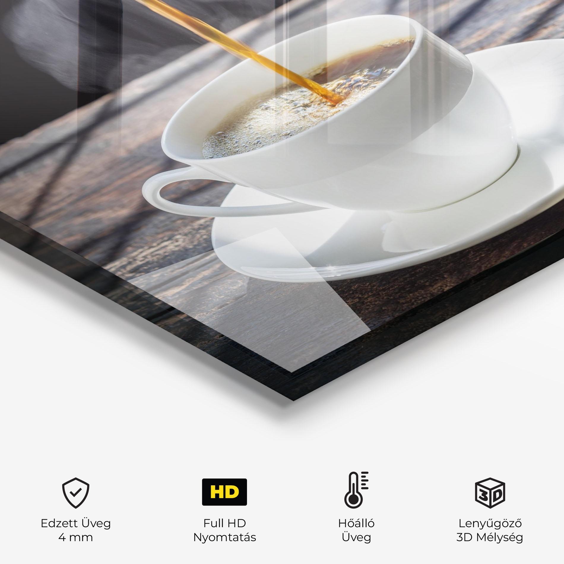 Konyhai üveg hátfal Pouring Coffee mockup 2