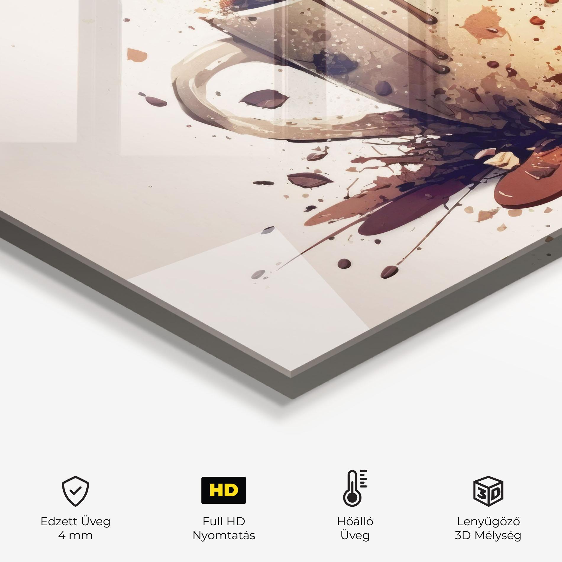 Konyhai üveg hátfal Watercolor Cappuccino mockup 2