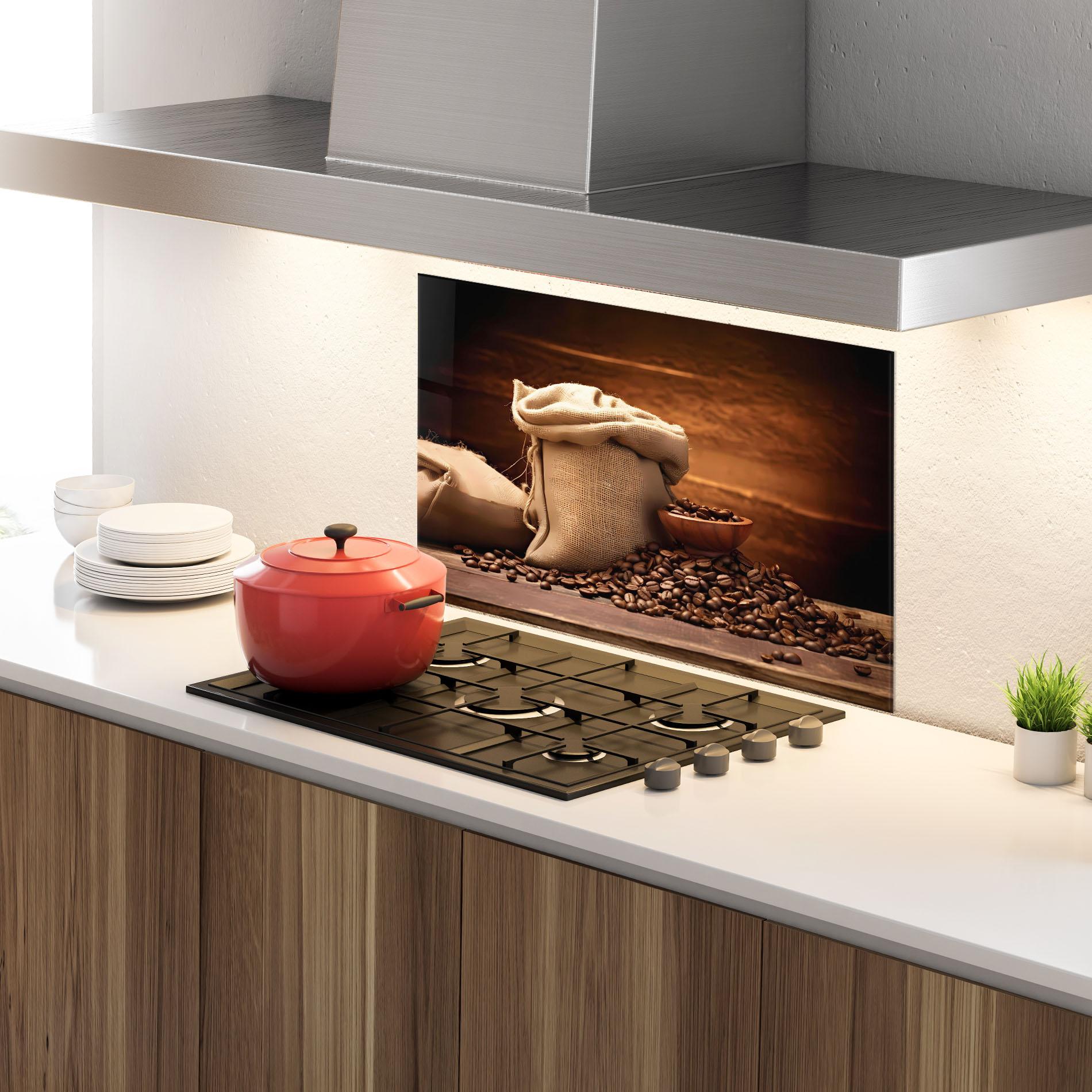 Konyhai üveg hátfal Big Bag Of Coffee Beans mockup 4