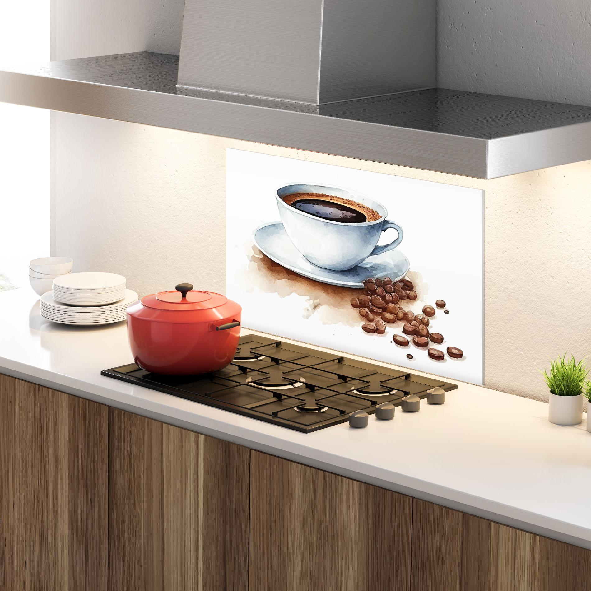 Konyhai üveg hátfal Coffee Watercolor mockup 4