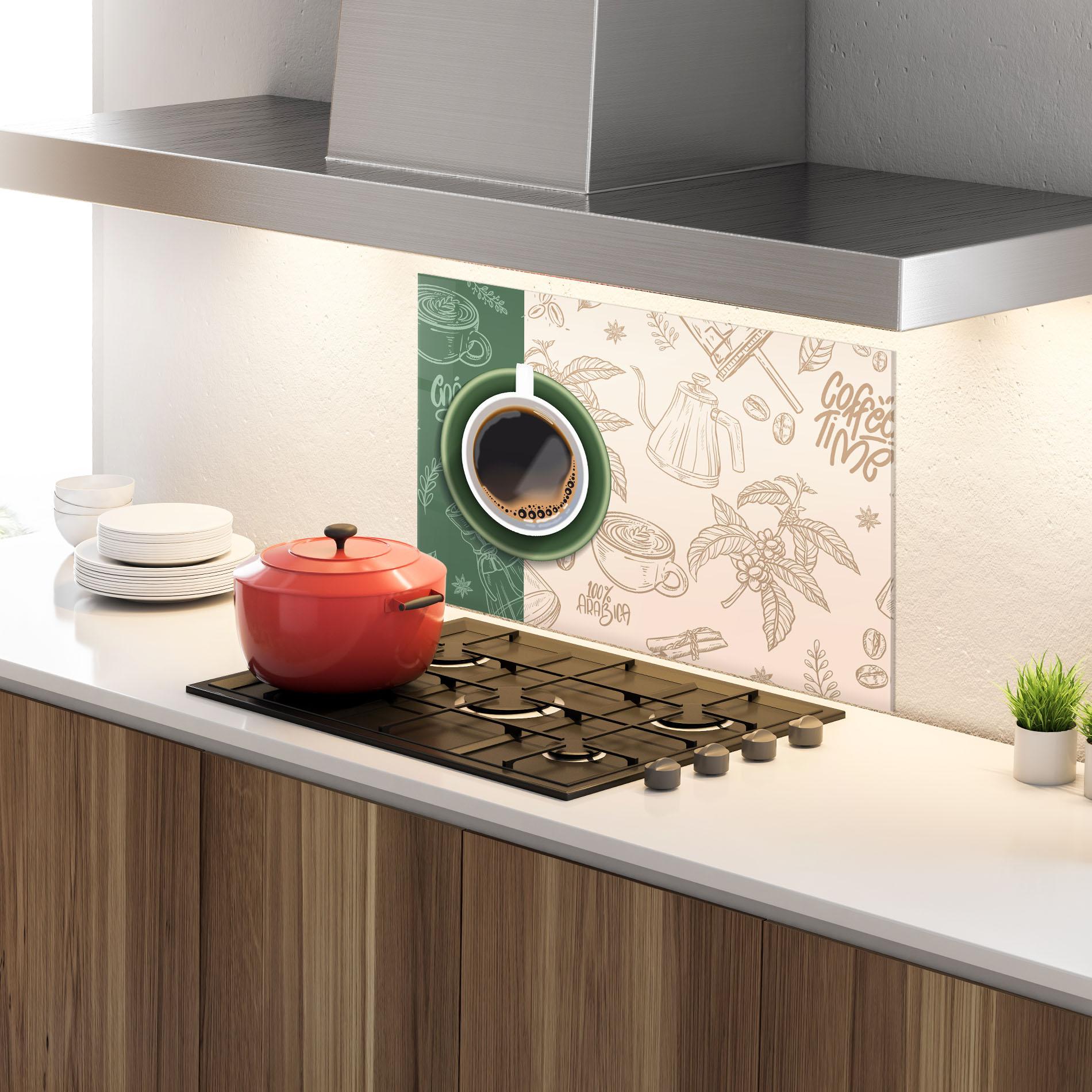 Konyhai üveg hátfal Green Cup Coffee mockup 4