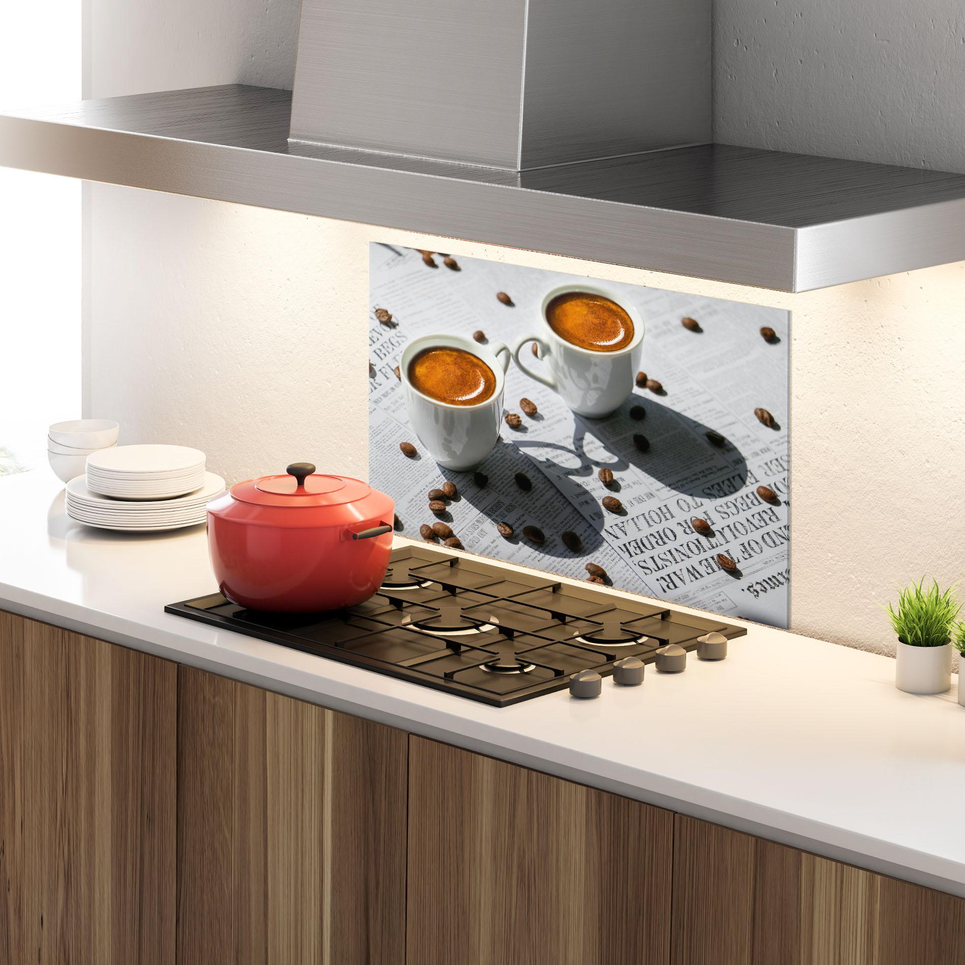 Konyhai üveg hátfal Newspaper Coffee mockup 4