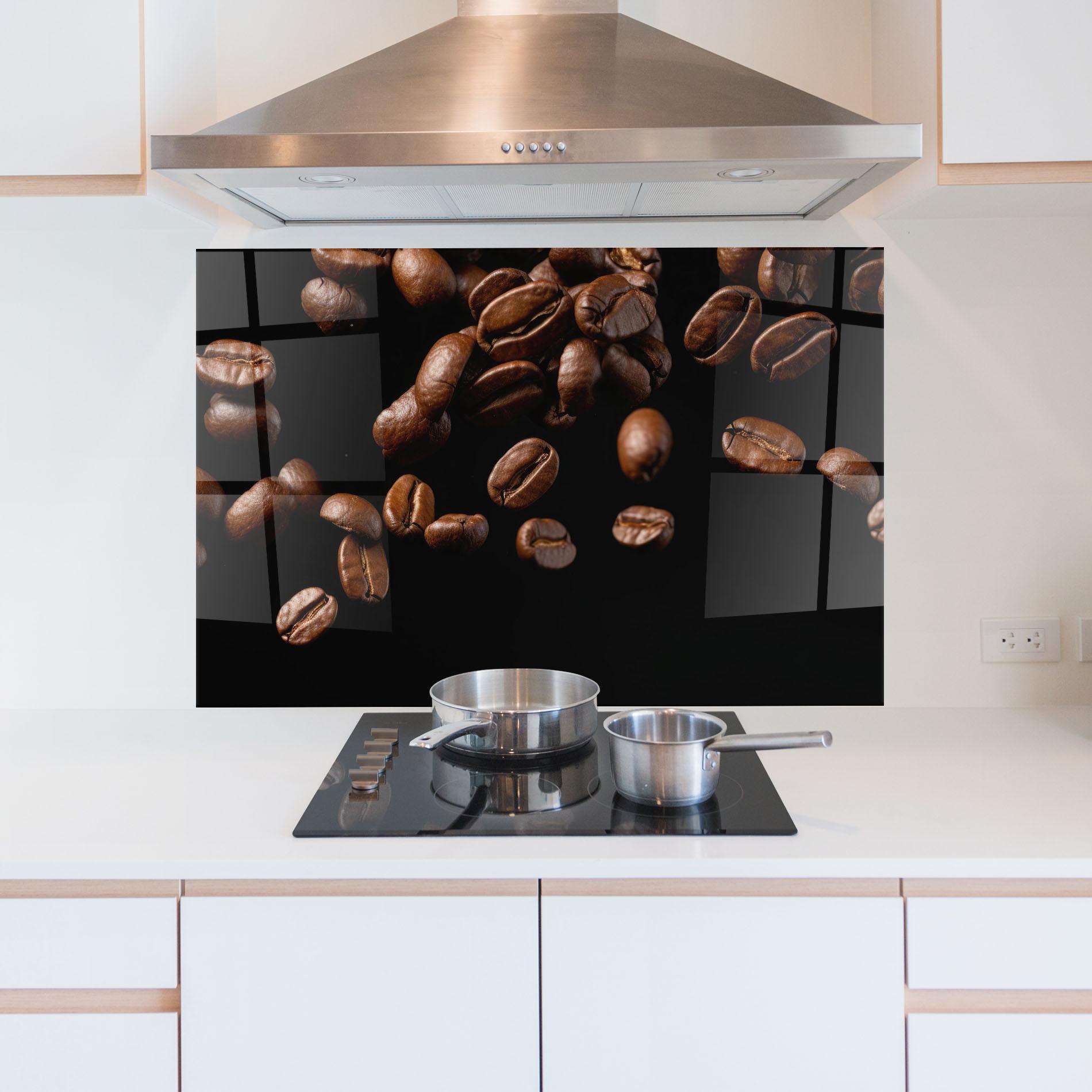 Konyhai üveg hátfal Coffee Beans Floating mockup 5