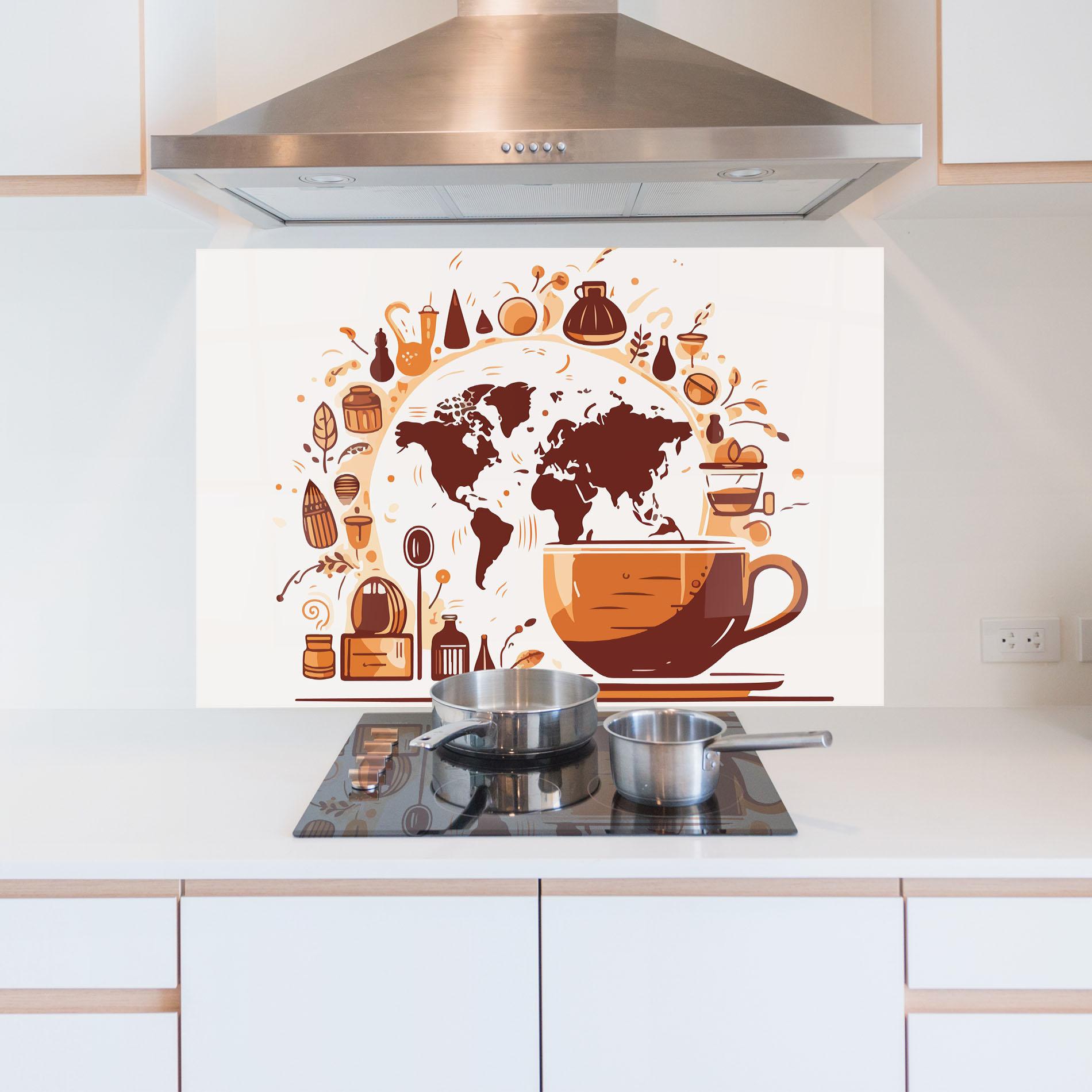 Konyhai üveg hátfal Coffee Map mockup 5