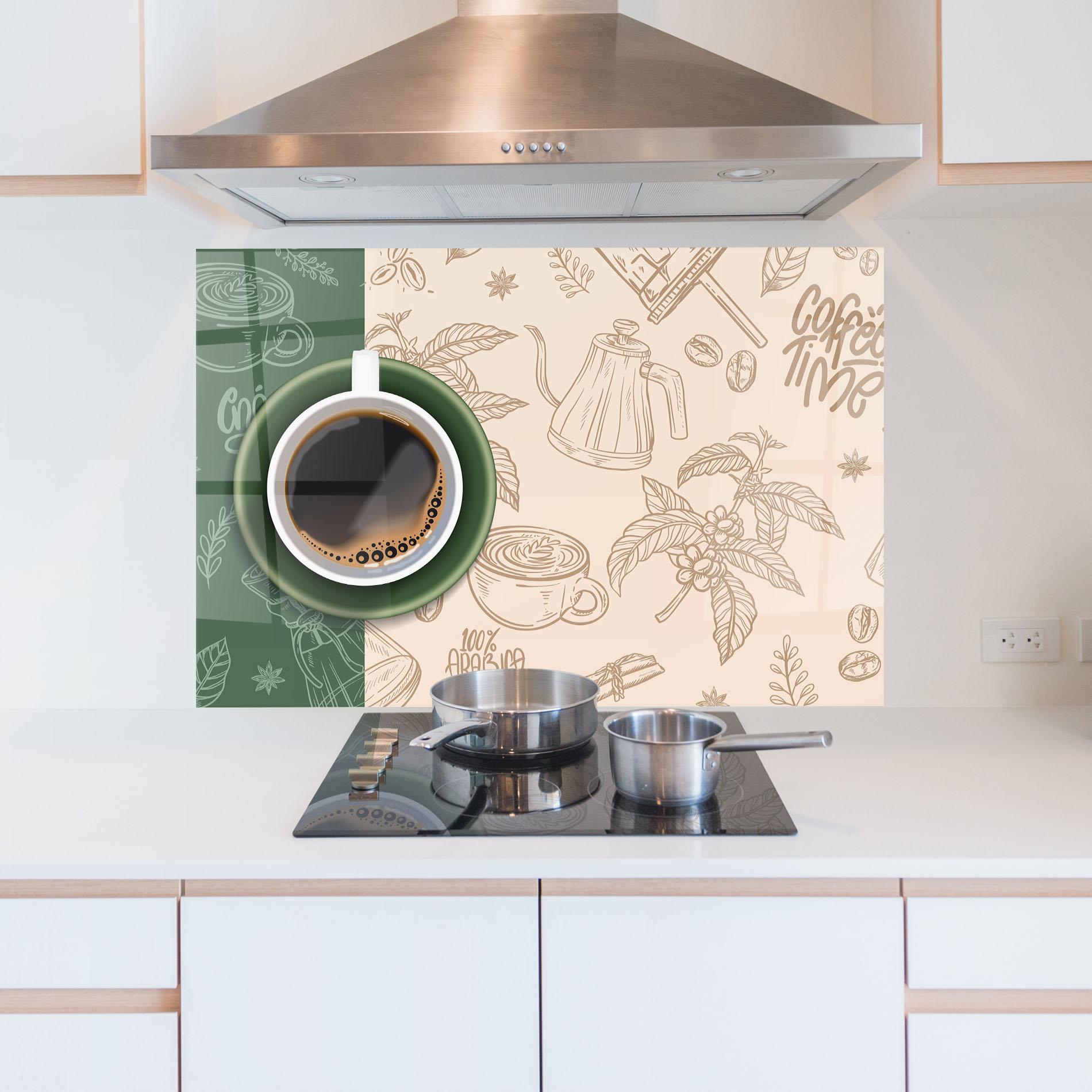 Konyhai üveg hátfal Green Cup Coffee mockup 5