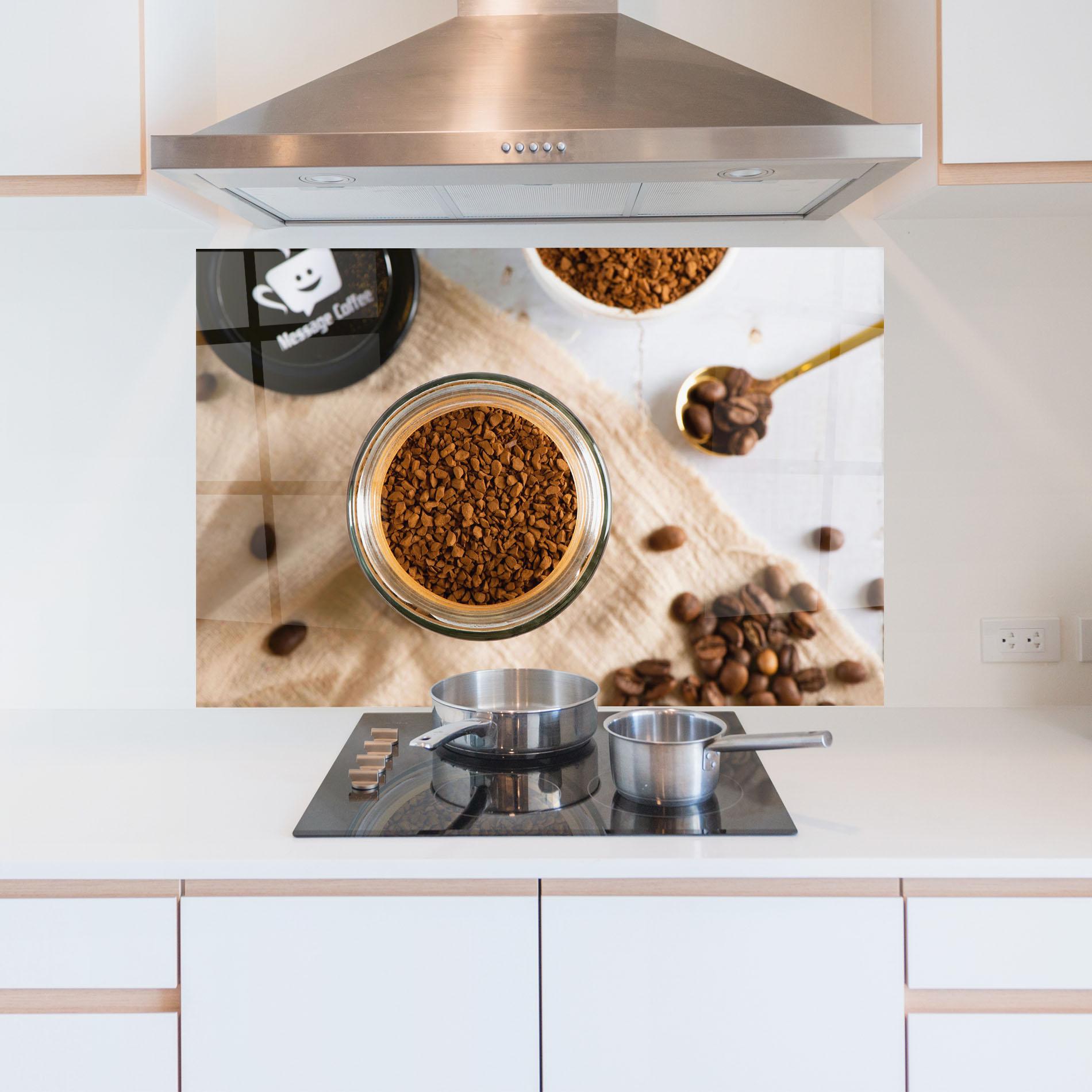 Konyhai üveg hátfal Ground Coffee mockup 5