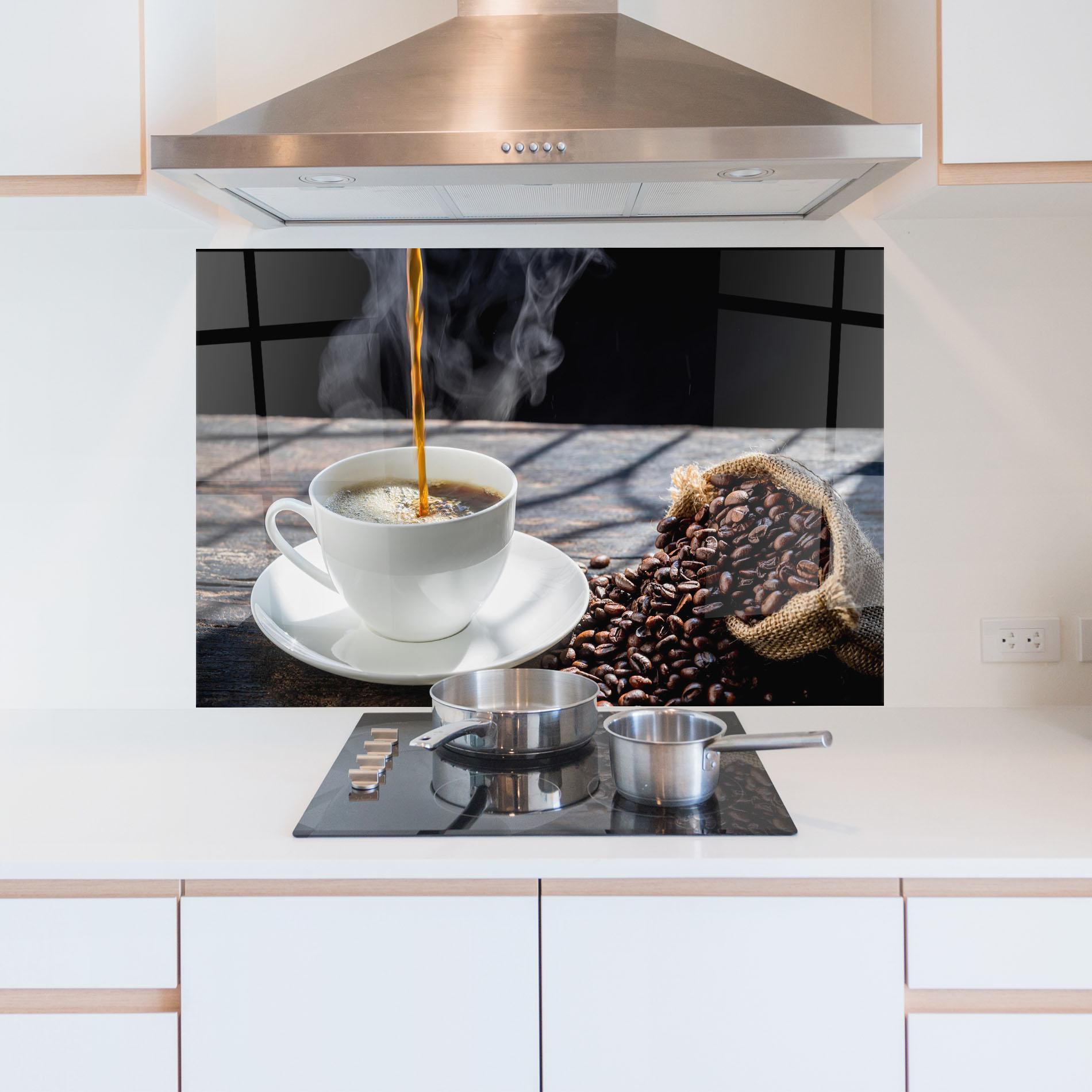 Konyhai üveg hátfal Pouring Coffee mockup 5
