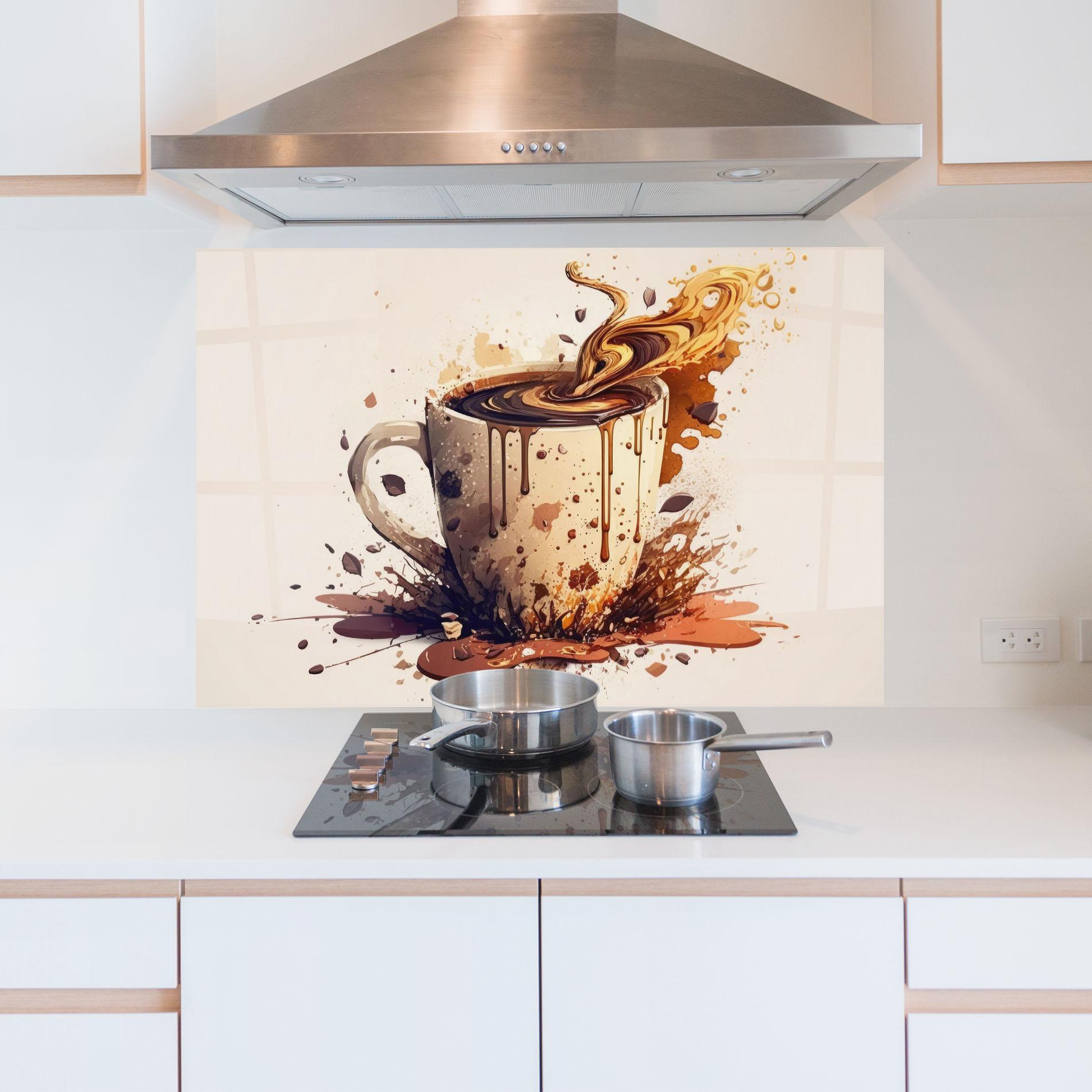 Konyhai üveg hátfal Watercolor Cappuccino mockup 5