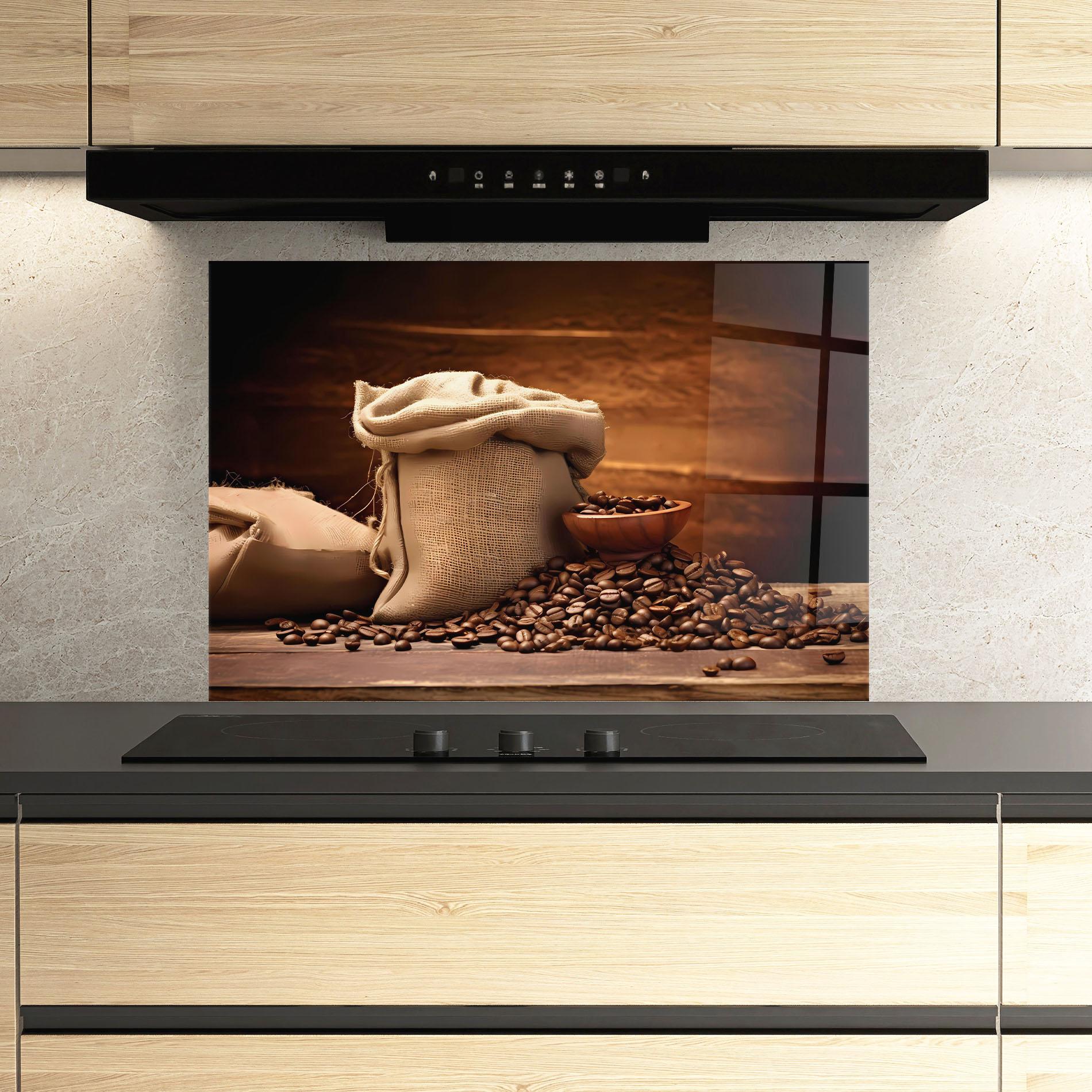 Konyhai üveg hátfal Big Bag Of Coffee Beans mockup 3